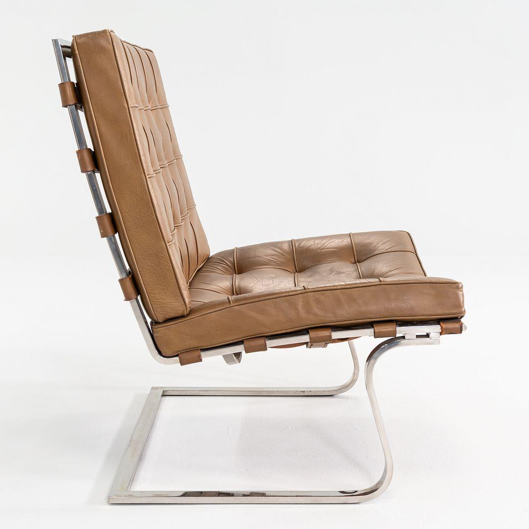 1970s Pair of Mies van der Rohe Tugendhat Armless Lounge Chairs in Camel Leather im Zustand „Gut“ im Angebot in Philadelphia, PA