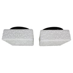 1970s Pair of Milky Glass Square Ceiling Lights, Czechoslovakia