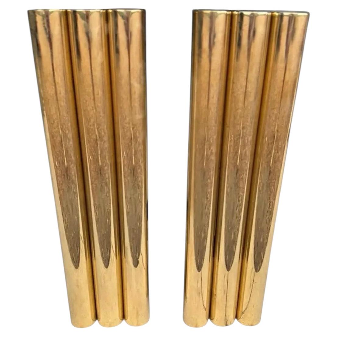 1970s Pair of Modernist Brass Andirons attributed to Danny Alessandro For Sale