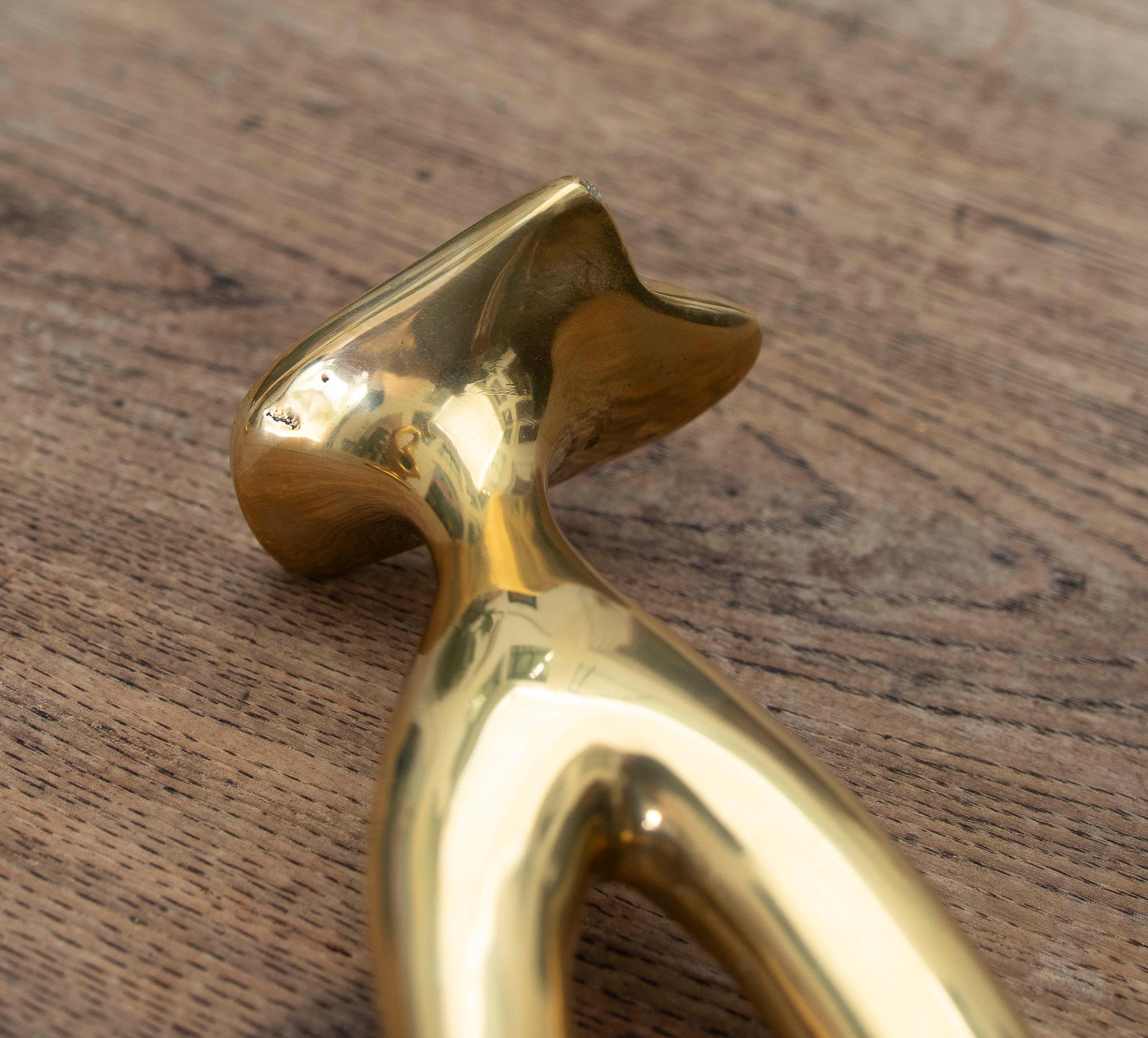 1970s Pair of Modernist Gilded Bronze Candlesticks. Signed. For Sale 9