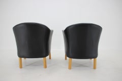 1970s Pair of Mogens Hansen Leather Easy Chairs, Denmark