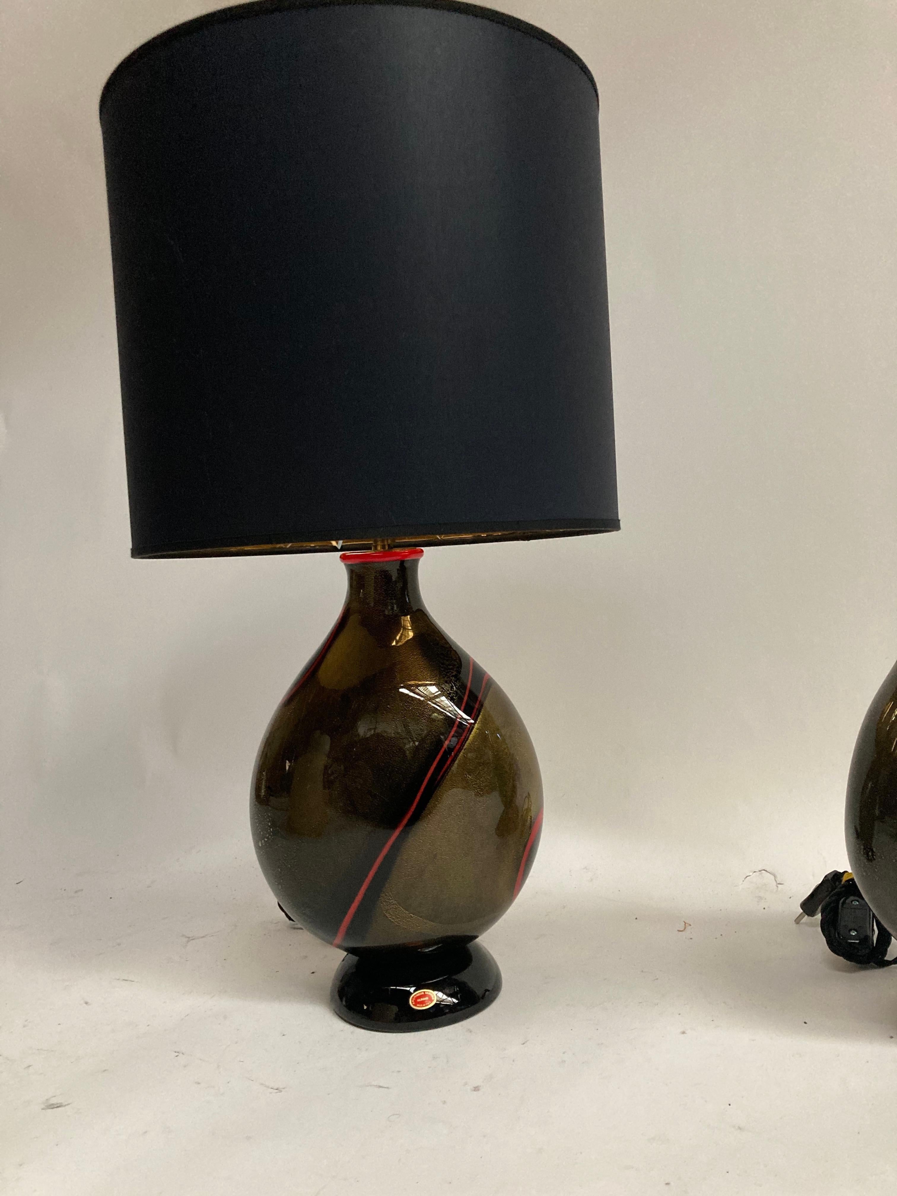 1970's Pair of Murano glass lamps by Archimede Seguso
Italy.