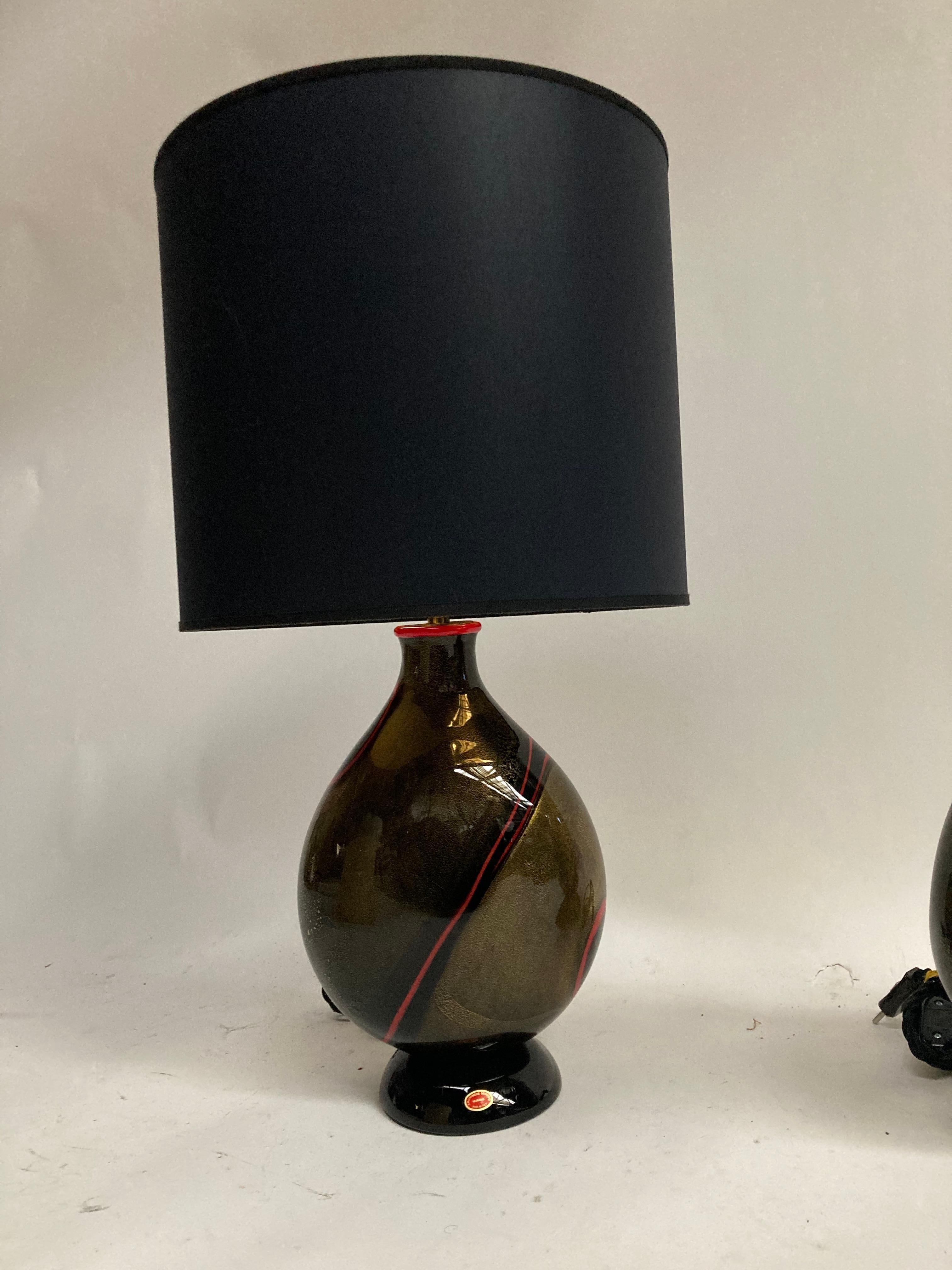 European 1970's Pair of Murano glass lamps By Archimede Seguso For Sale