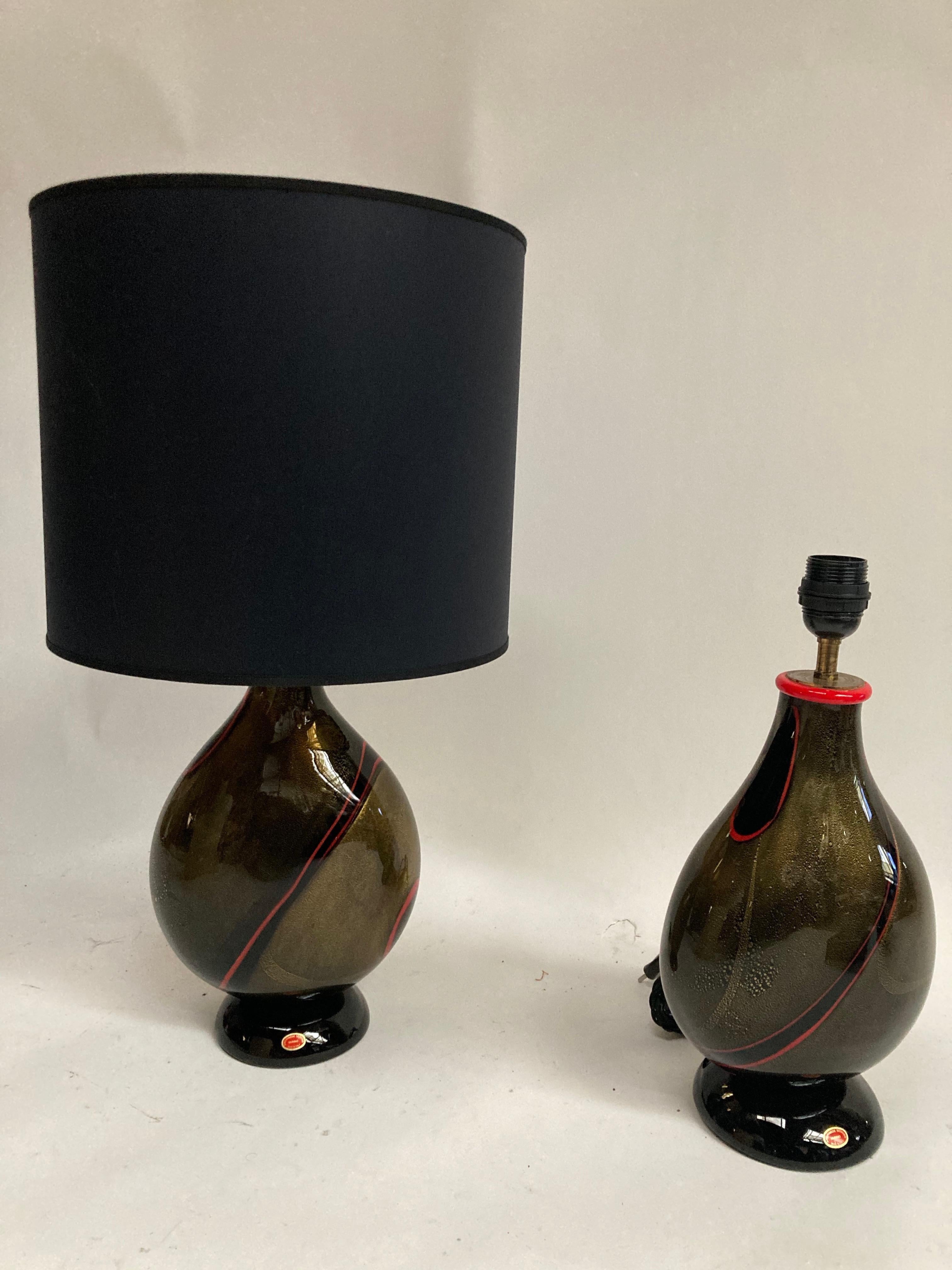 1970's Pair of Murano glass lamps By Archimede Seguso In Excellent Condition For Sale In Bois-Colombes, FR