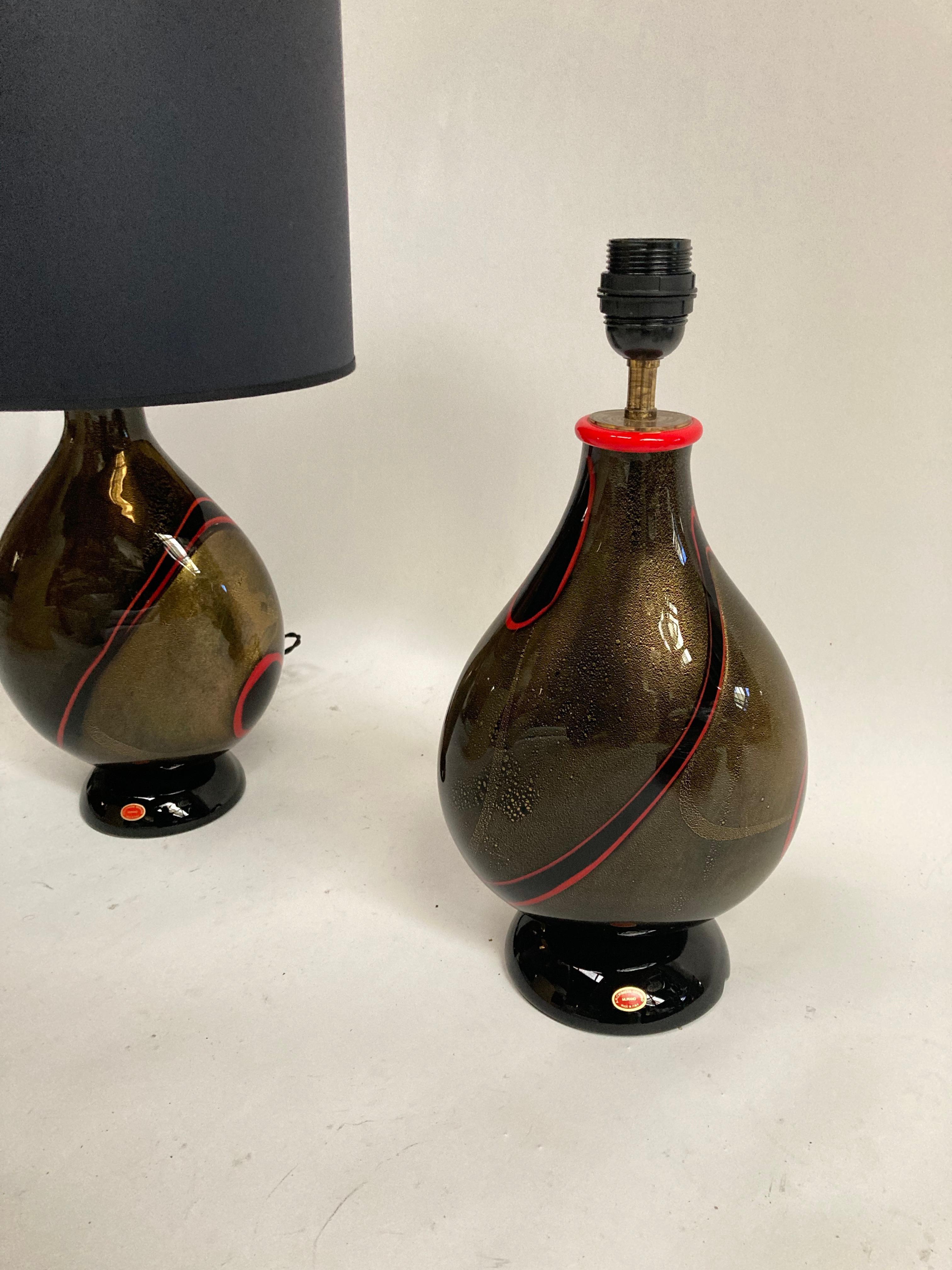 Mid-20th Century 1970's Pair of Murano glass lamps By Archimede Seguso For Sale