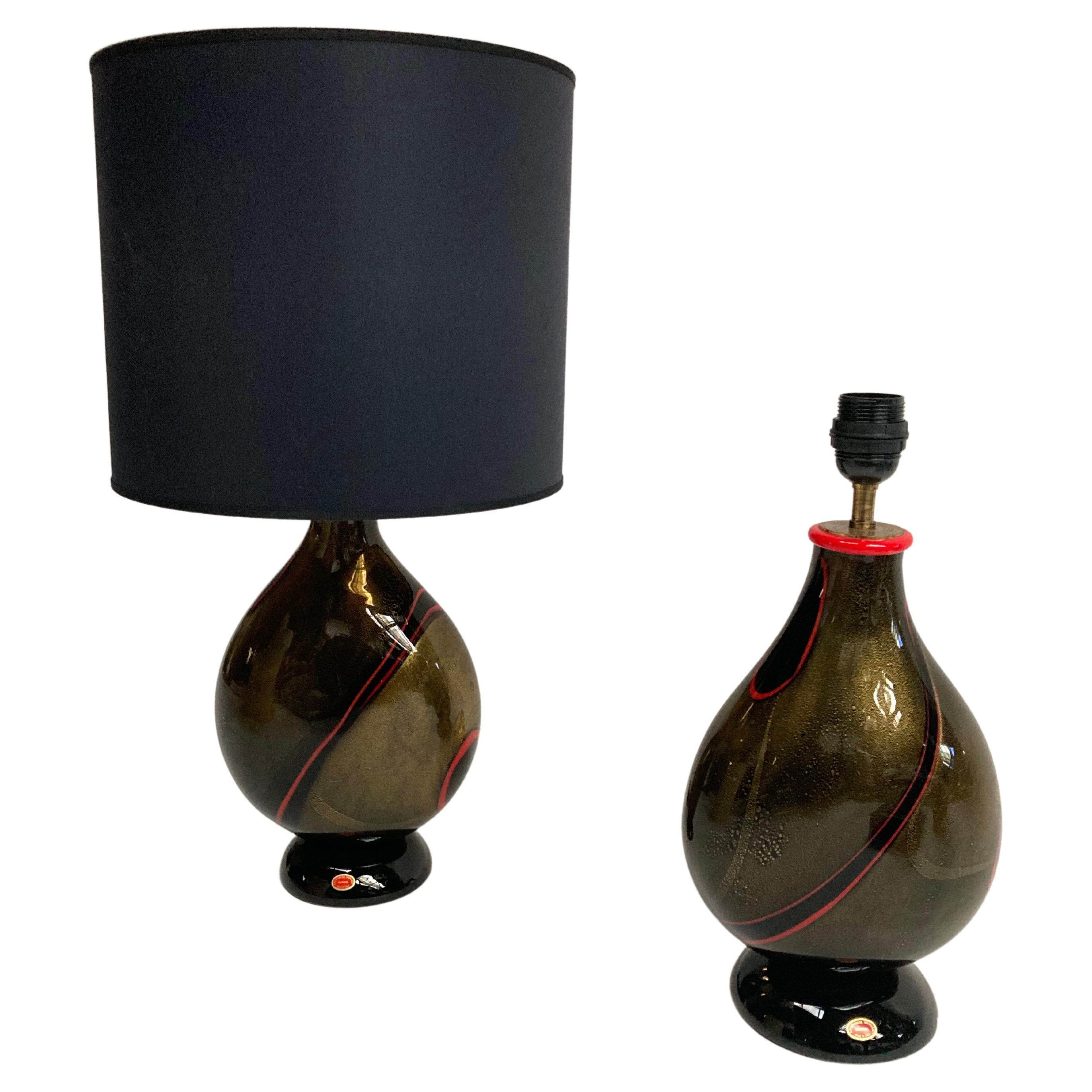 Paar Muranoglas-Lampen aus den 1970er Jahren von Archimede Seguso