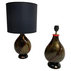 1970's Pair of Murano glass lamps By Archimede Seguso