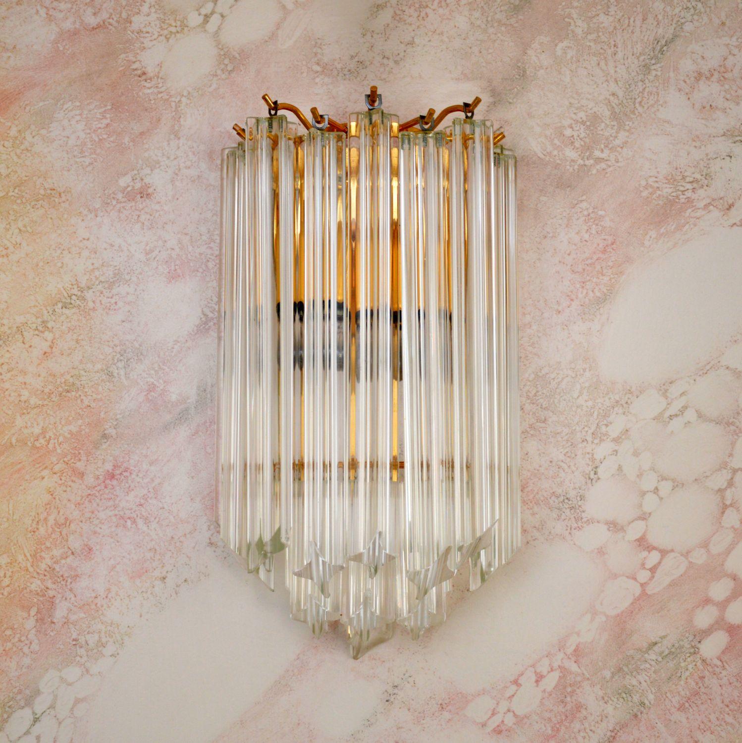 Mid-Century Modern 1970s Pair of Murano Glass Wall Sconce Lamps by Paulo Venini For Sale