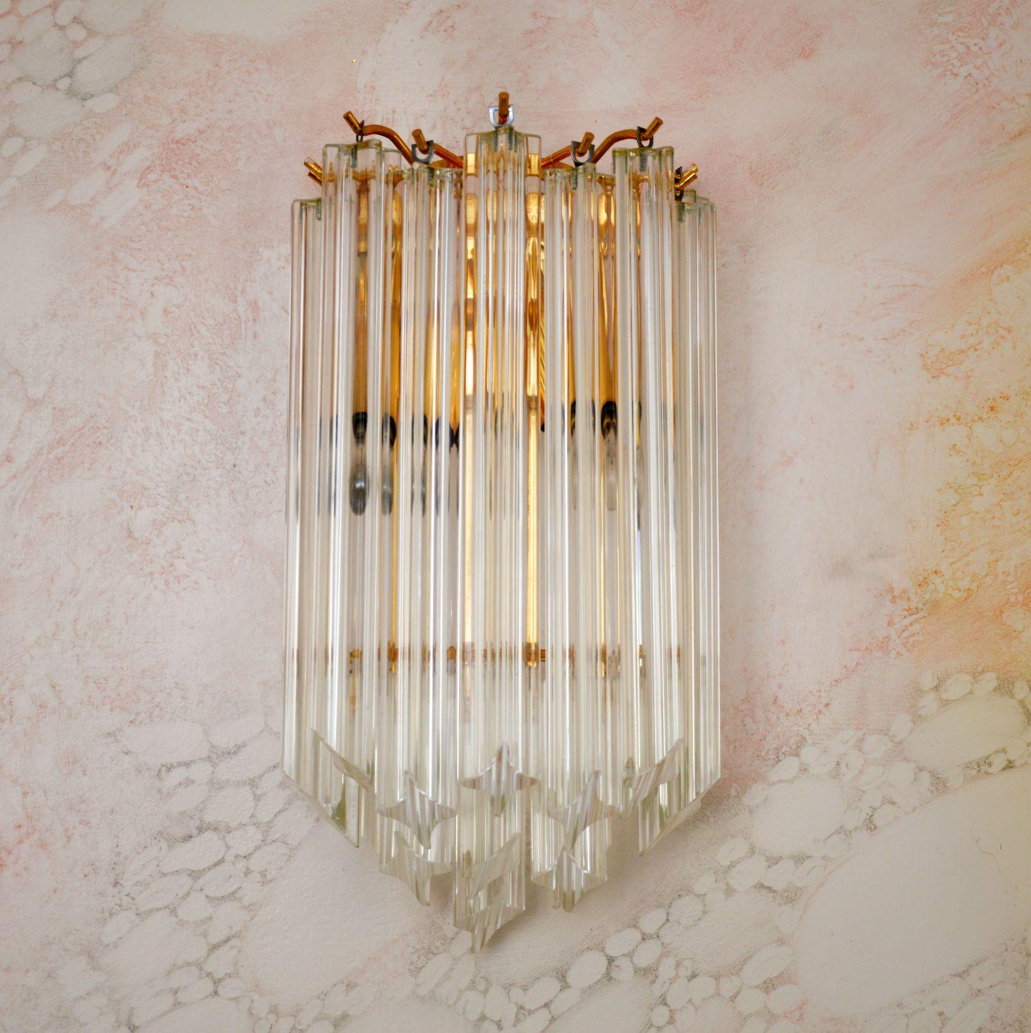 Italian 1970s Pair of Murano Glass Wall Sconce Lamps by Paulo Venini For Sale