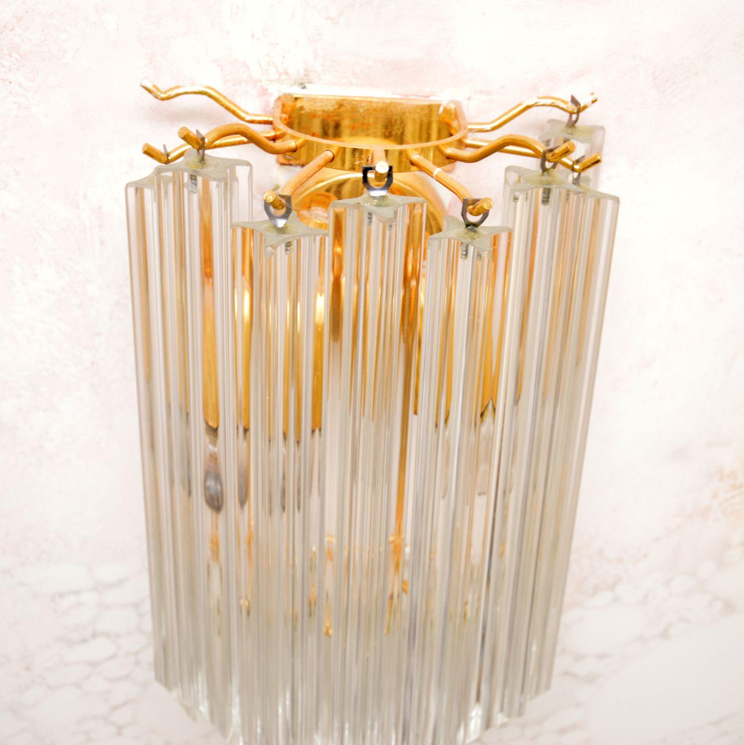 Late 20th Century 1970s Pair of Murano Glass Wall Sconce Lamps by Paulo Venini For Sale