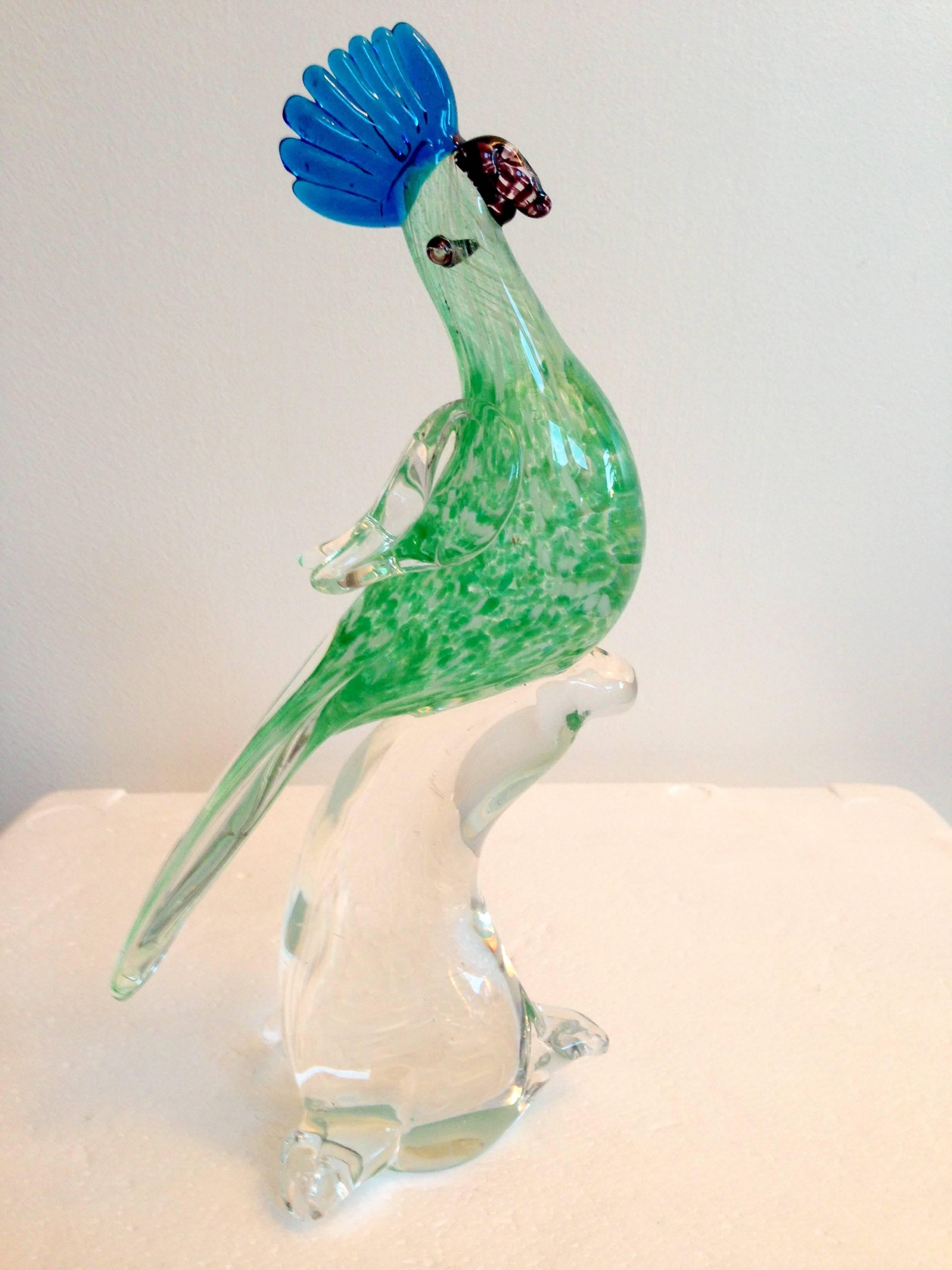 20th Century 1970'S Pair of Murano Style Art Glass Love Bird Sculptures
