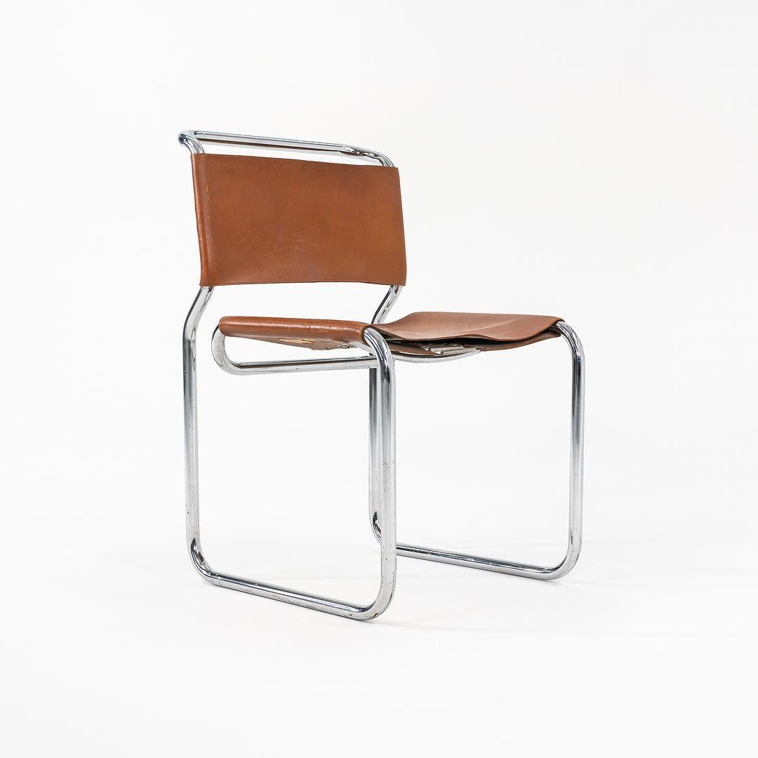 1970 Paire de chaises d'appoint en cuir brun Nicos Zographos CH66 en vente 3