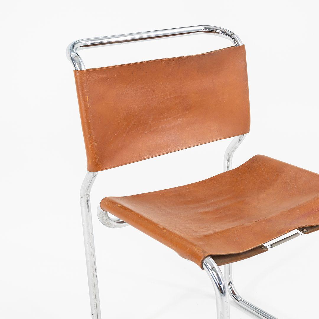 1970 Paire de chaises d'appoint en cuir brun Nicos Zographos CH66 en vente 4