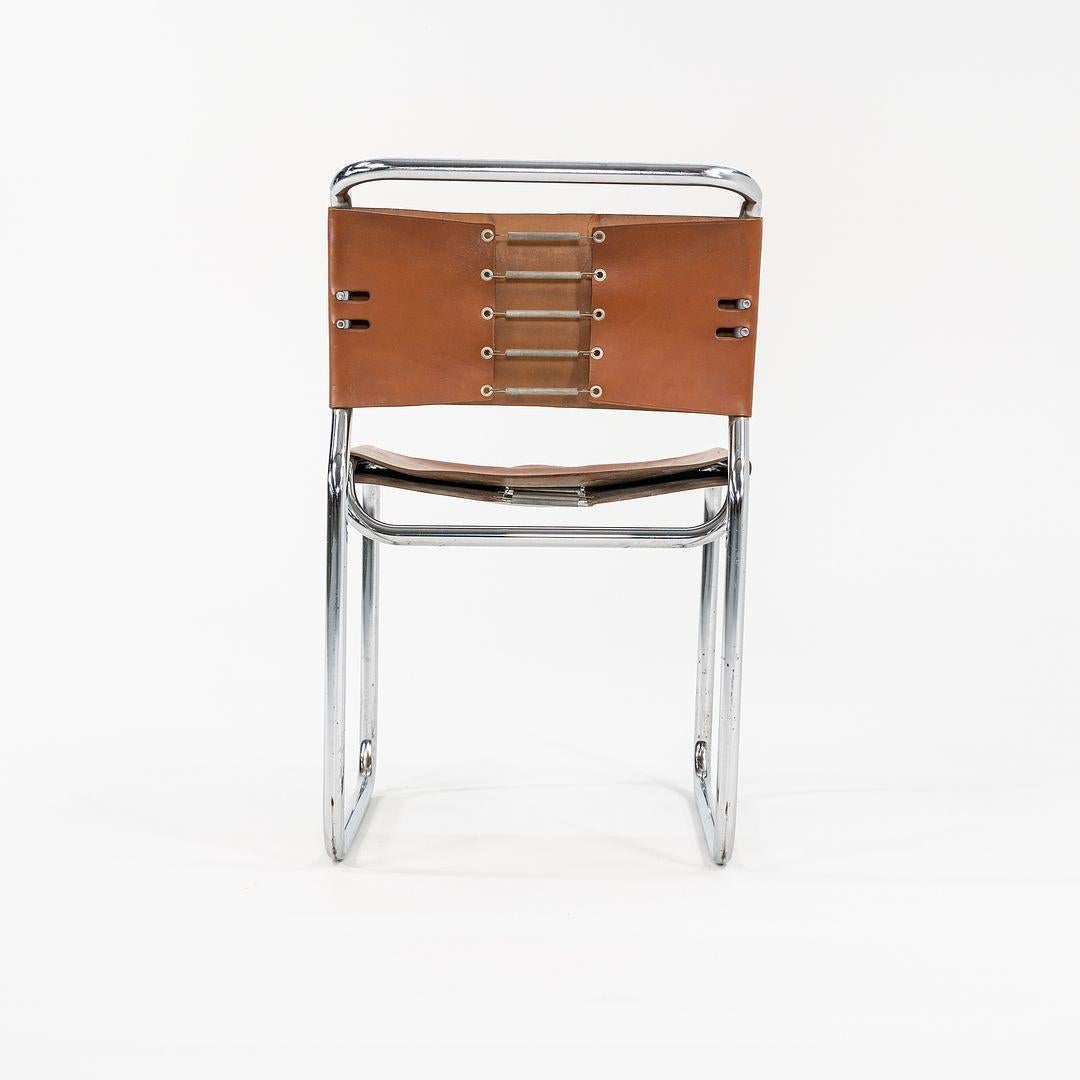 Américain 1970 Paire de chaises d'appoint en cuir brun Nicos Zographos CH66 en vente