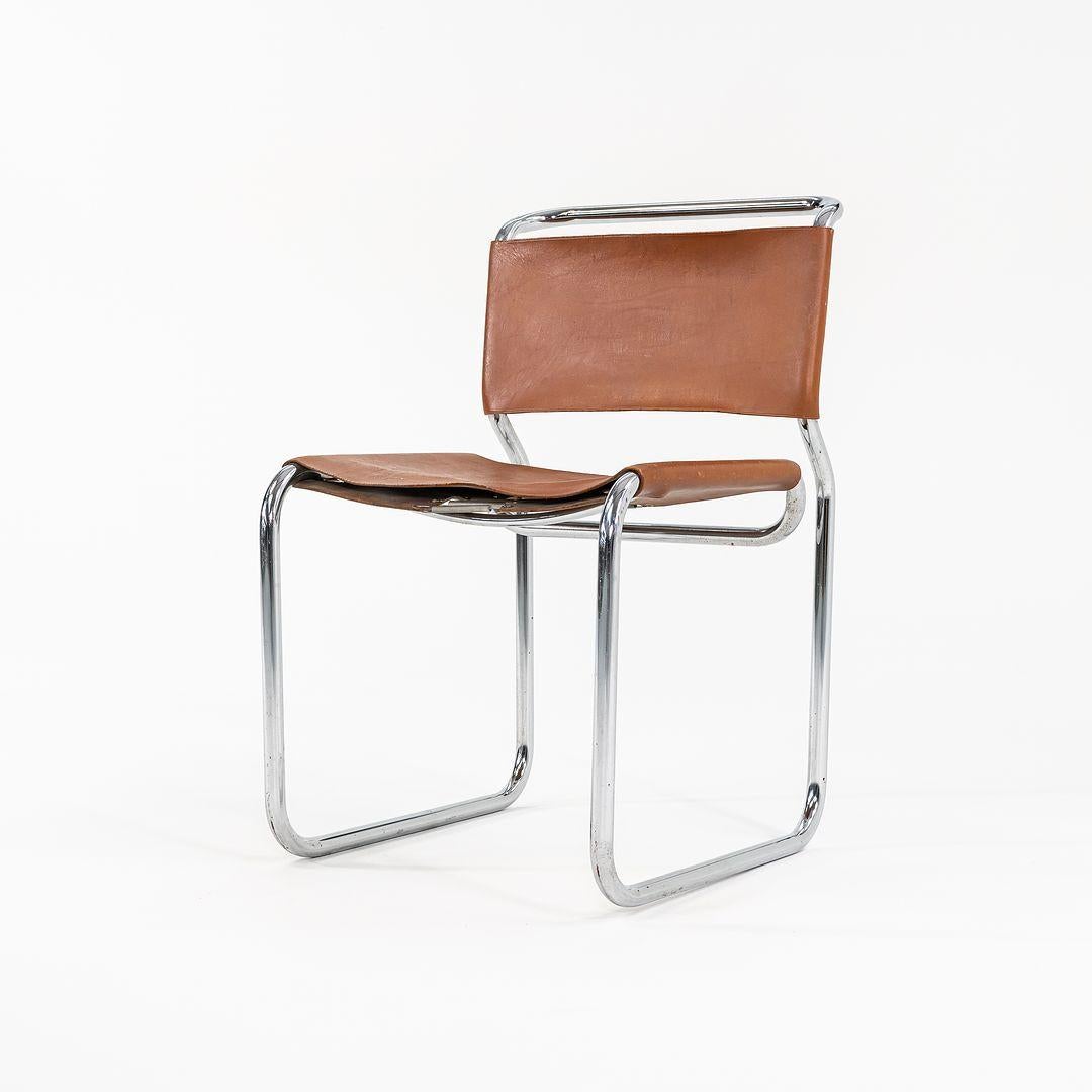 Fin du 20e siècle 1970 Paire de chaises d'appoint en cuir brun Nicos Zographos CH66 en vente