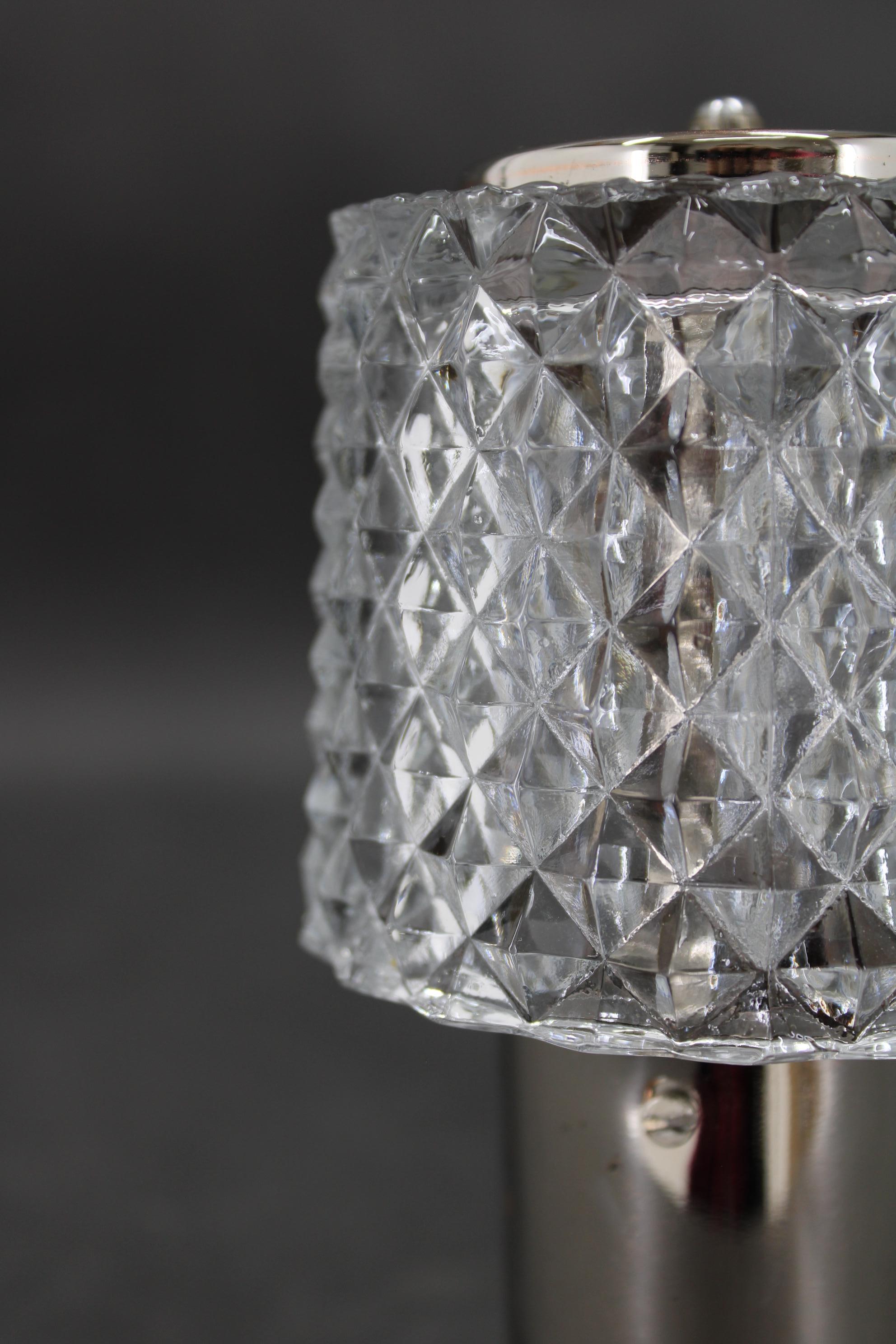 1970s Pair of Nightstands Glass Lamps by Kamenicky Senov, Czechoslovakia In Good Condition For Sale In Praha, CZ