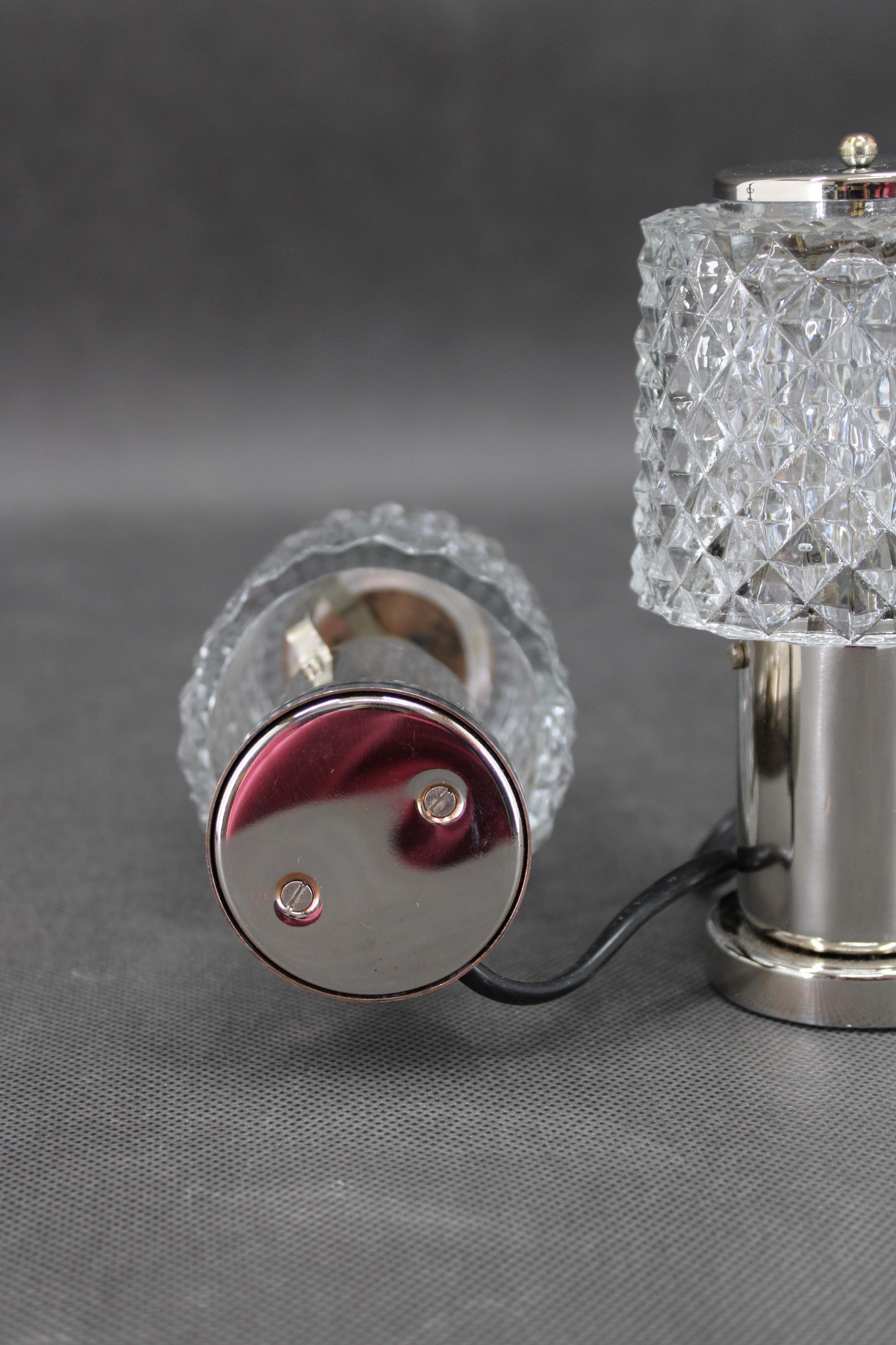 Late 20th Century 1970s Pair of Nightstands Glass Lamps by Kamenicky Senov, Czechoslovakia For Sale