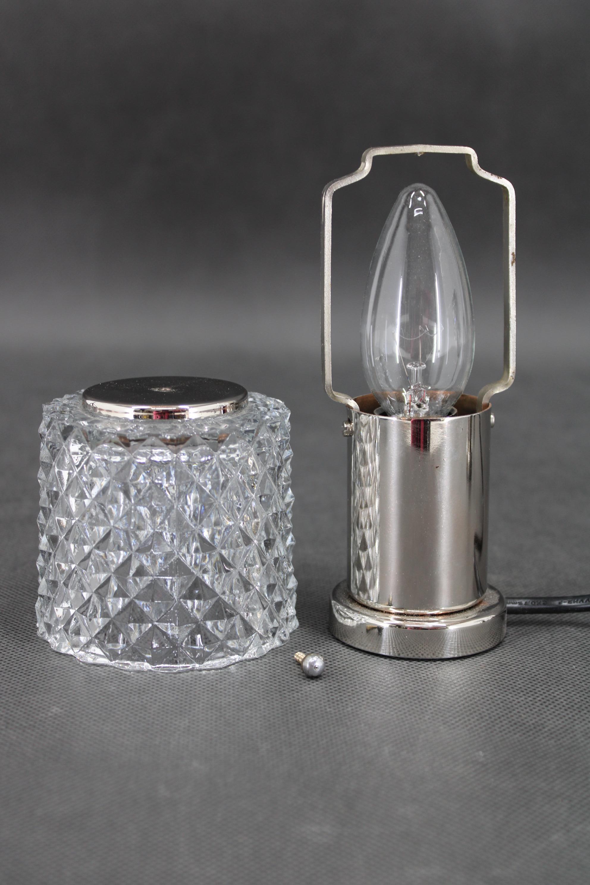 1970s Pair of Nightstands Glass Lamps by Kamenicky Senov, Czechoslovakia For Sale 1