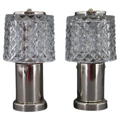 1970s Pair of Nightstands Glass Lamps by Kamenicky Senov, Czechoslovakia
