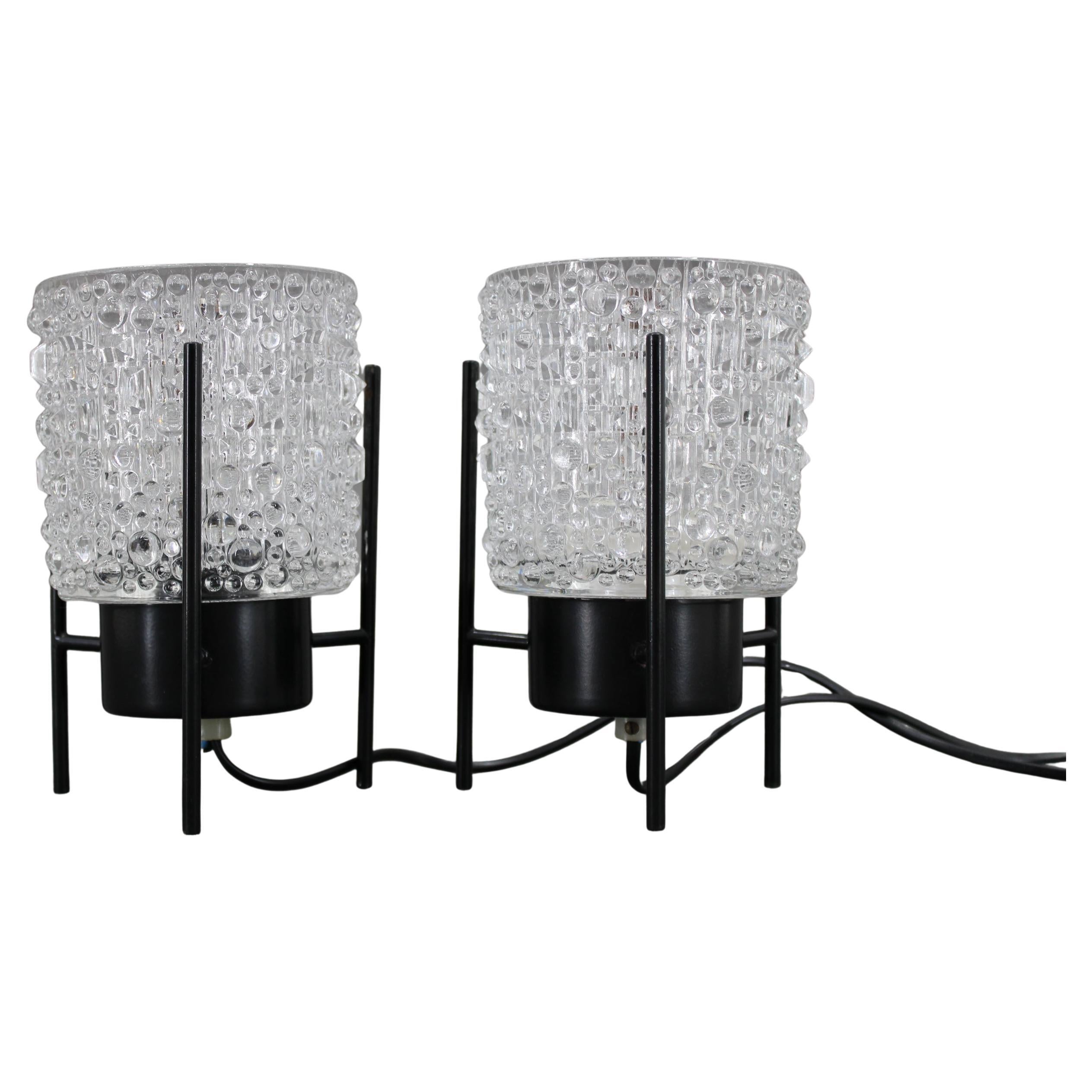 1970s Pair of Nightstands Glass Lamps , Germany
