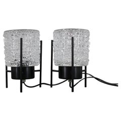 1970s Pair of Nightstands Glass Lamps , Germany