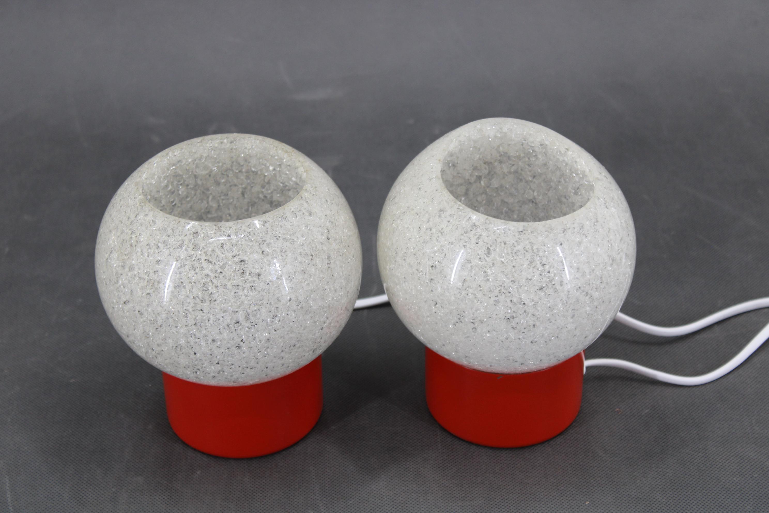 Mid-Century Modern 1970s Pair of Nightstands Lamps by Pokrok Zilina, Czechoslovakia For Sale