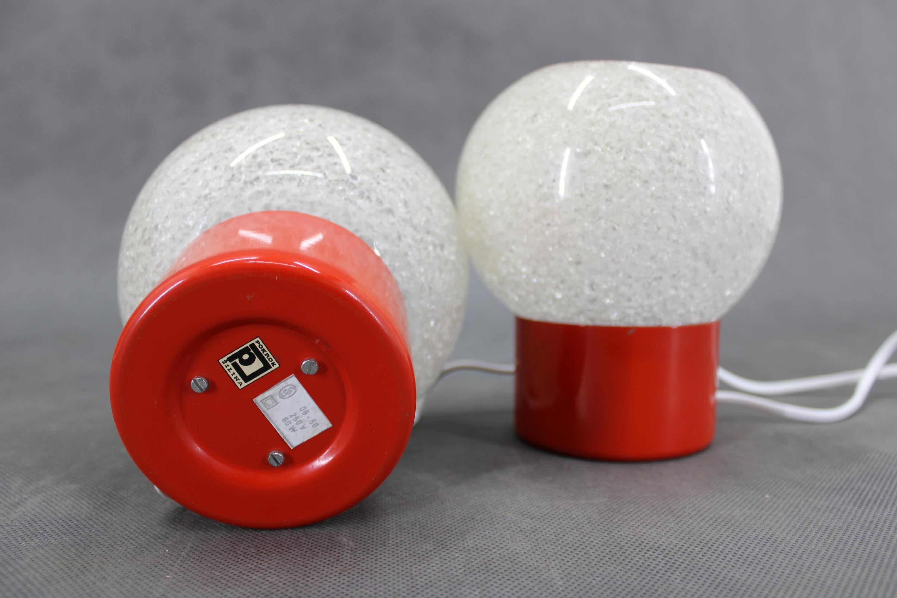 20th Century 1970s Pair of Nightstands Lamps by Pokrok Zilina, Czechoslovakia For Sale