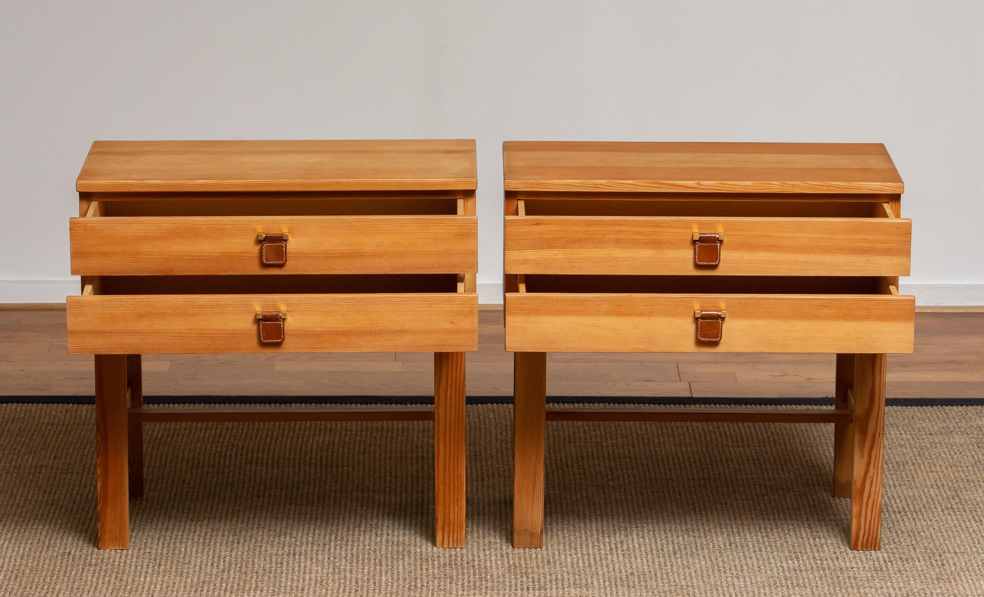 Late 20th Century 1970s, Pair of Nightstands or Bedside Tables in Pine by Sigurd Göransson, Sweden