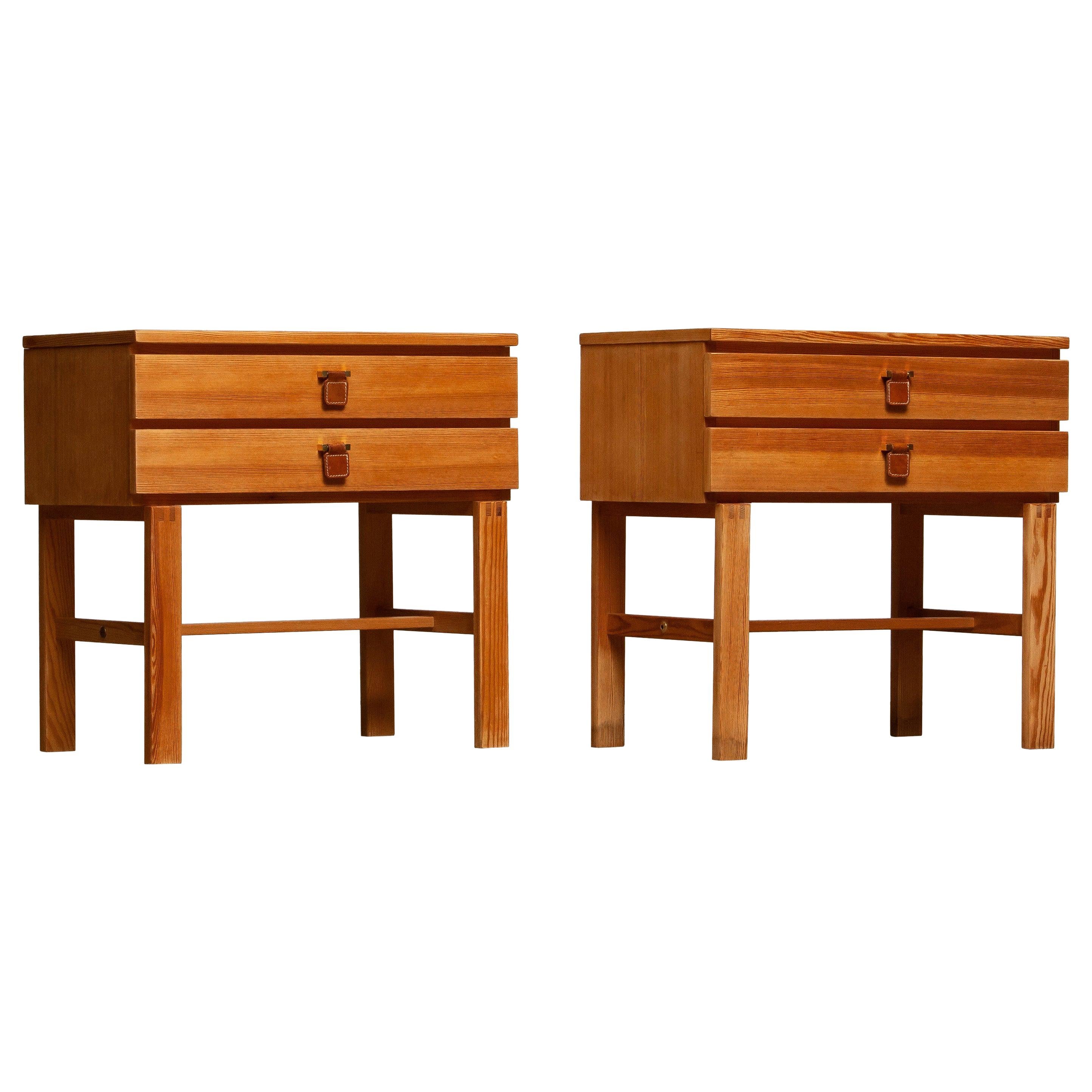 1970s, Pair of Nightstands or Bedside Tables in Pine by Sigurd Göransson, Sweden
