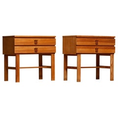 1970s, Pair of Nightstands or Bedside Tables in Pine by Sigurd Göransson, Sweden