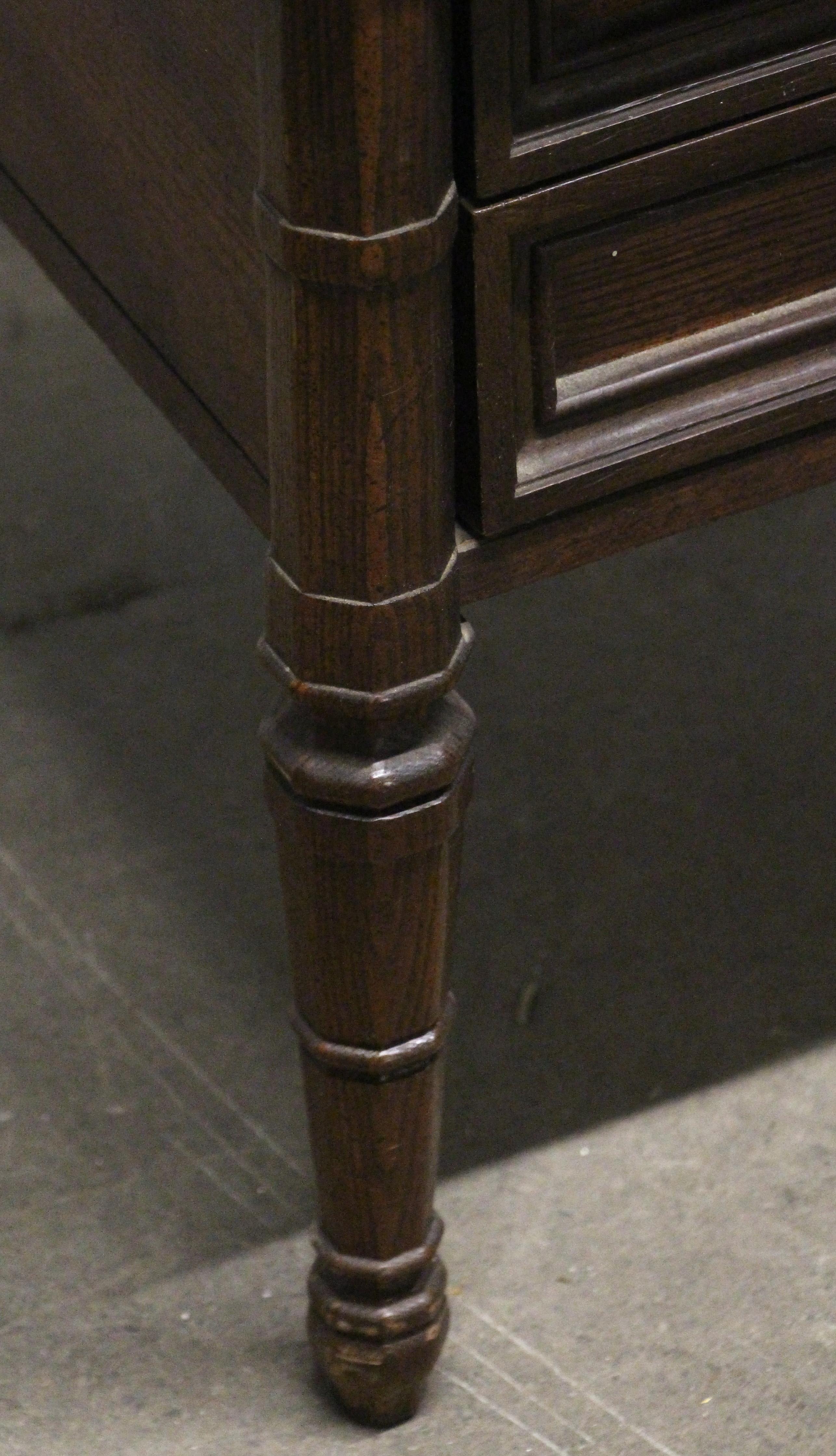 1970s Pair of Oak and Glass Dark Tone Side Tables with Drawers 2