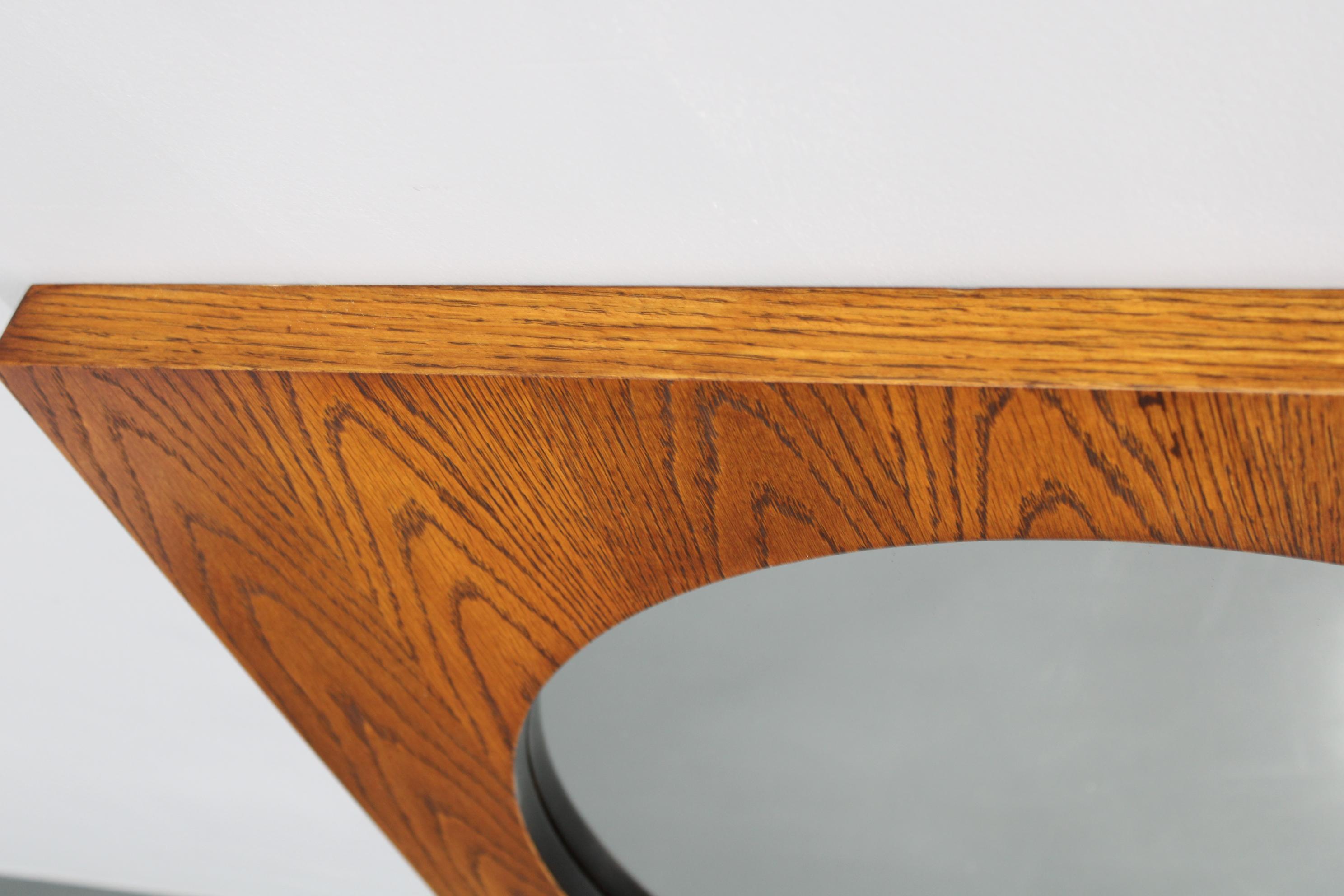 1970s Pair of Oak Large Square Mirrors, Czechoslovakia For Sale 4