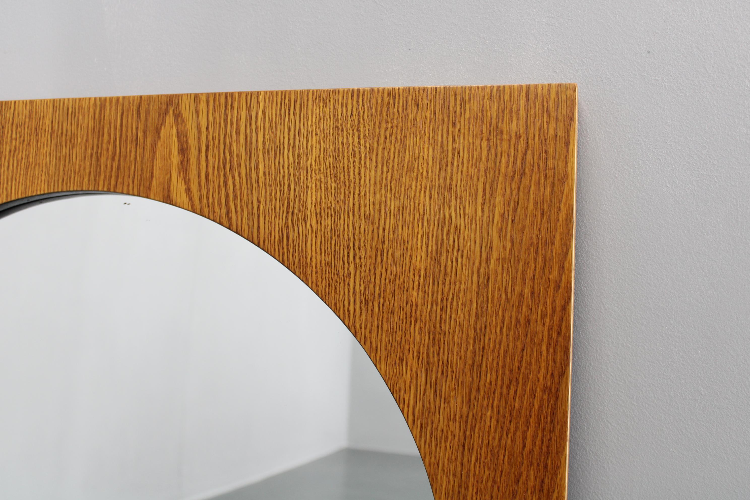 20th Century 1970s Pair of Oak Large Square Mirrors, Czechoslovakia For Sale
