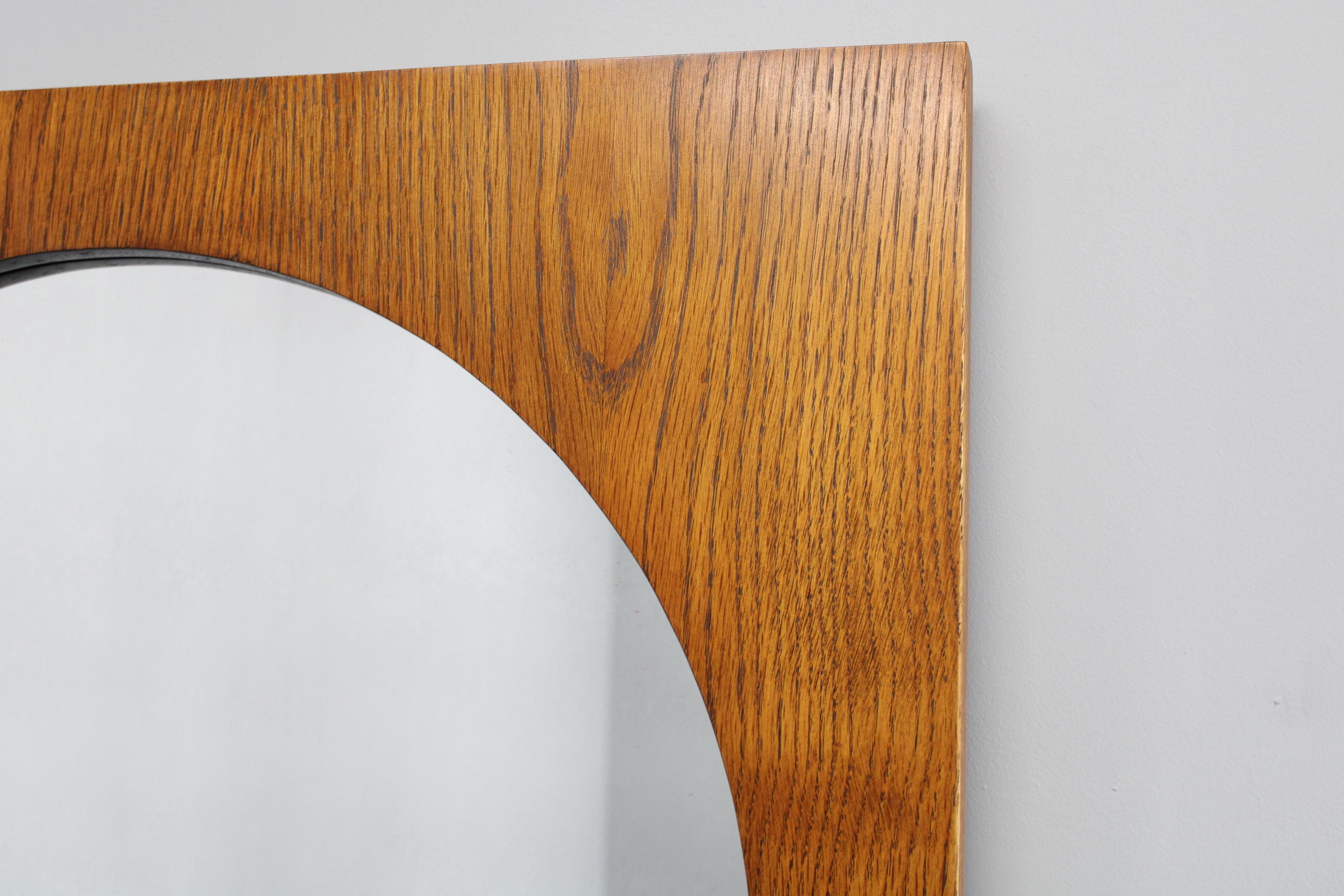 20th Century 1970s Pair of Oak Large Square Mirrors, Czechoslovakia For Sale