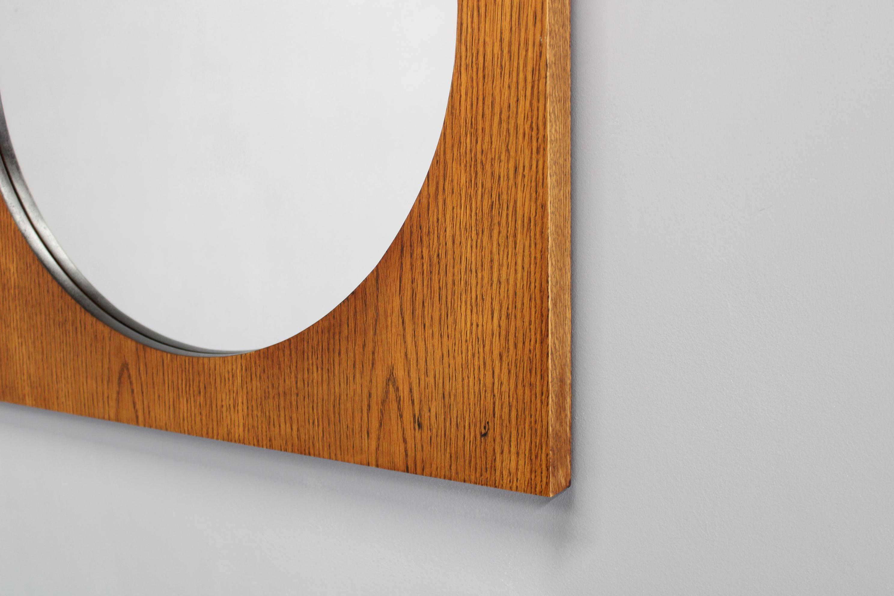 1970s Pair of Oak Large Square Mirrors, Czechoslovakia For Sale 1