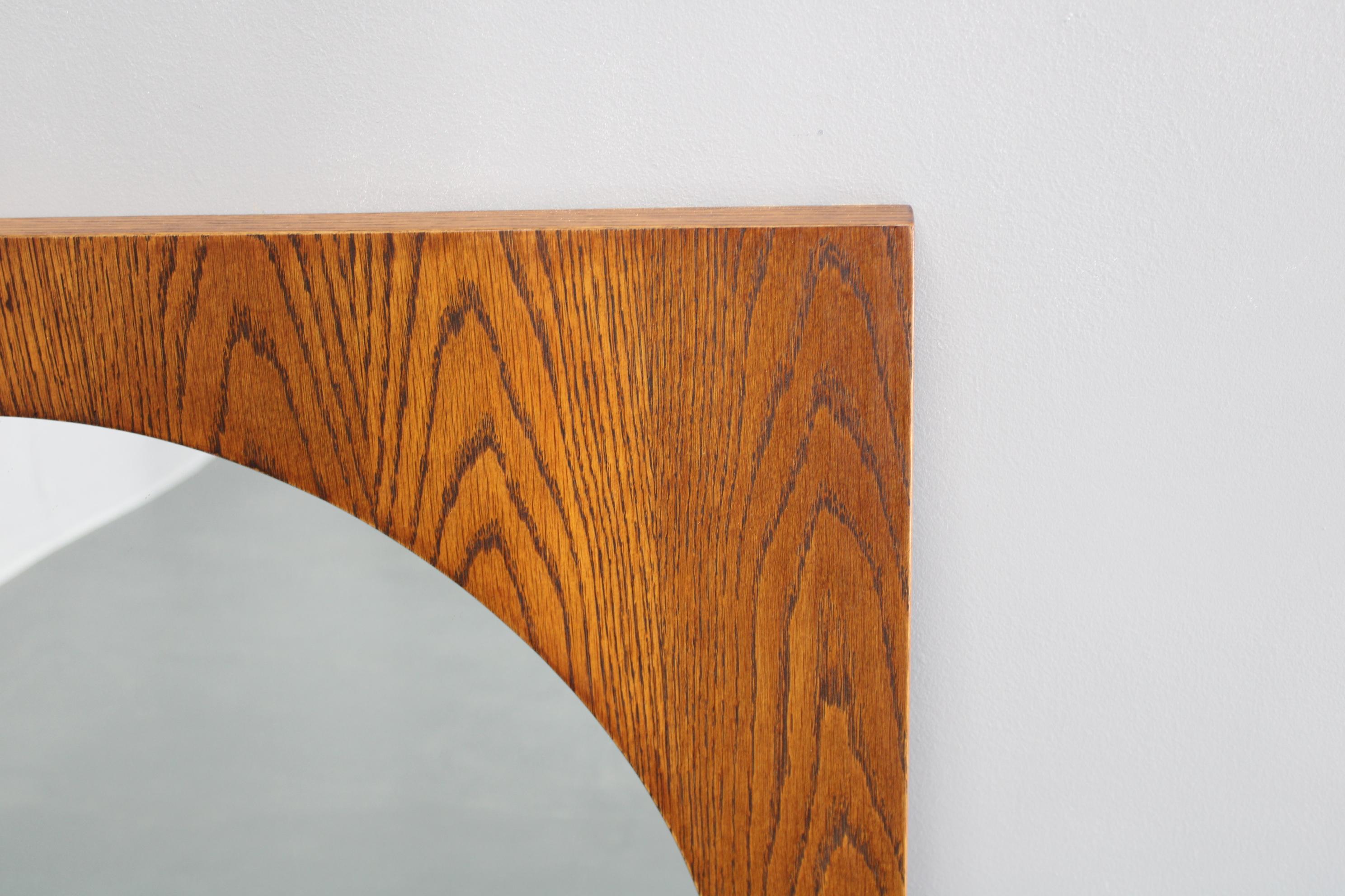 1970s Pair of Oak Large Square Mirrors, Czechoslovakia For Sale 2