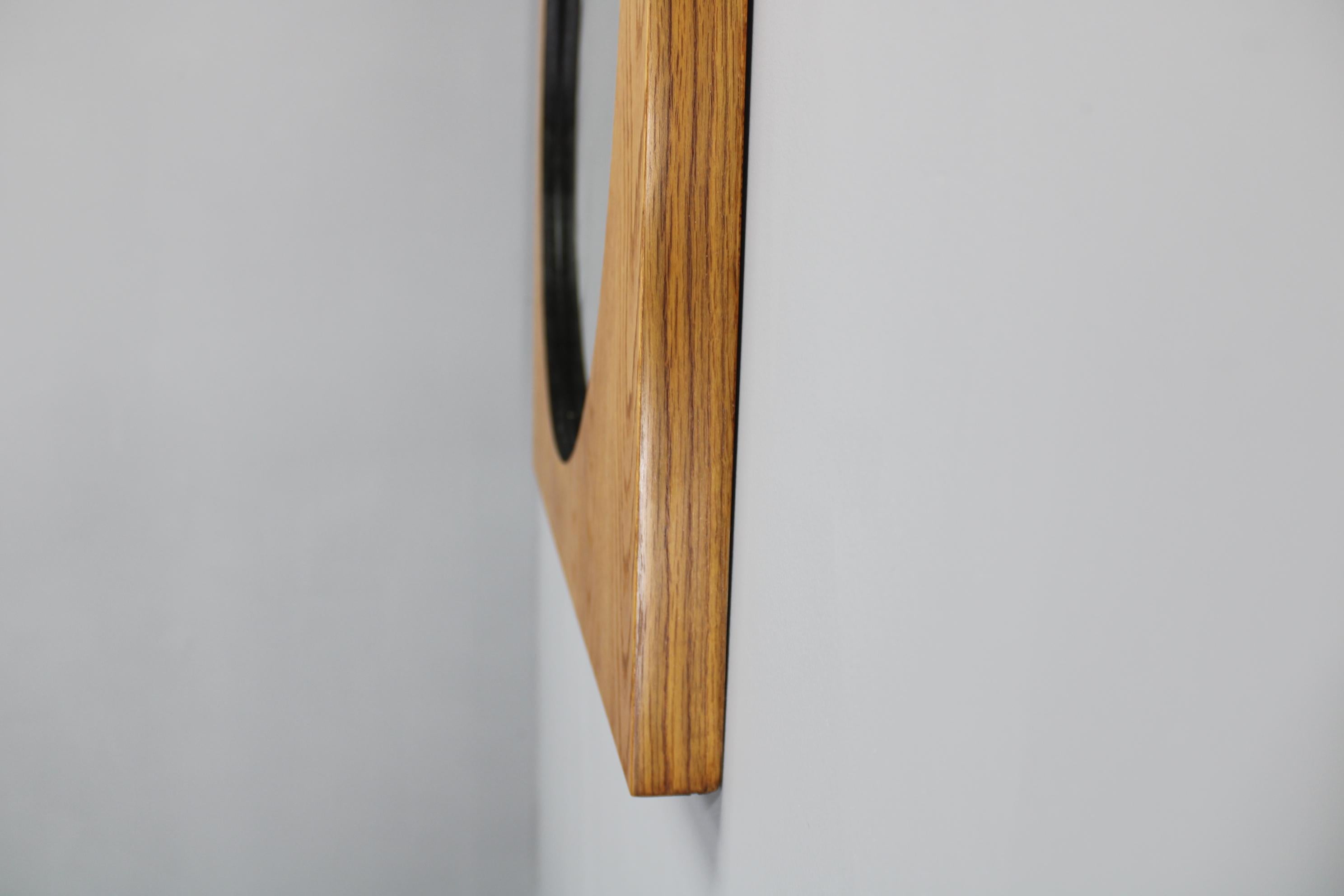 1970s Pair of Oak Large Square Mirrors, Czechoslovakia For Sale 3