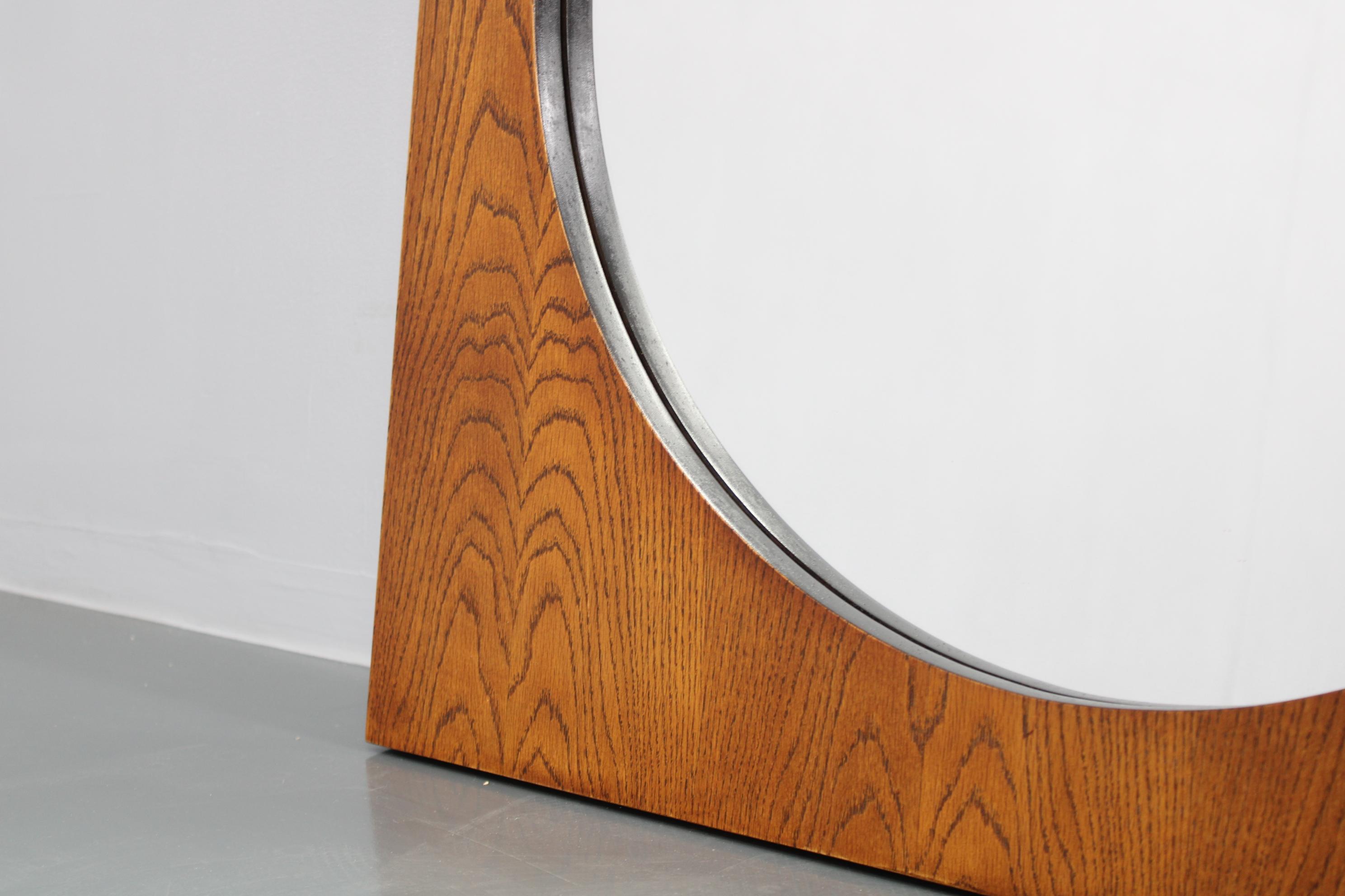 1970s Pair of Oak Large Square Mirrors, Czechoslovakia For Sale 3