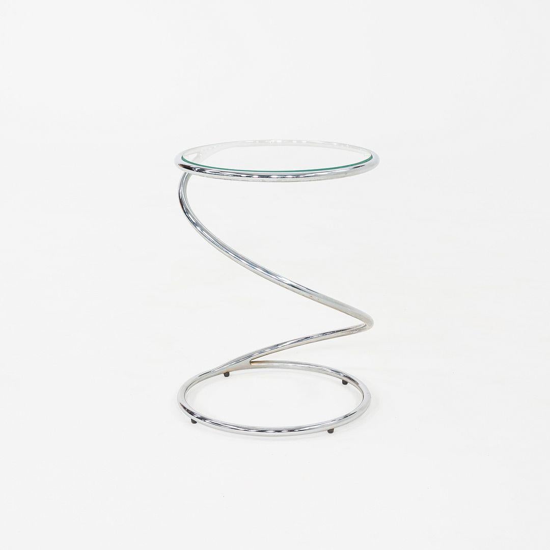 1970s Pair of Pace Collection Spring Side or End Tables in Chrome and Glass en vente 2
