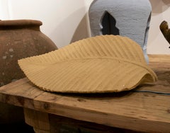 1970s Pair of Plaster Leaf Shaped Sconces Painted in Ochre