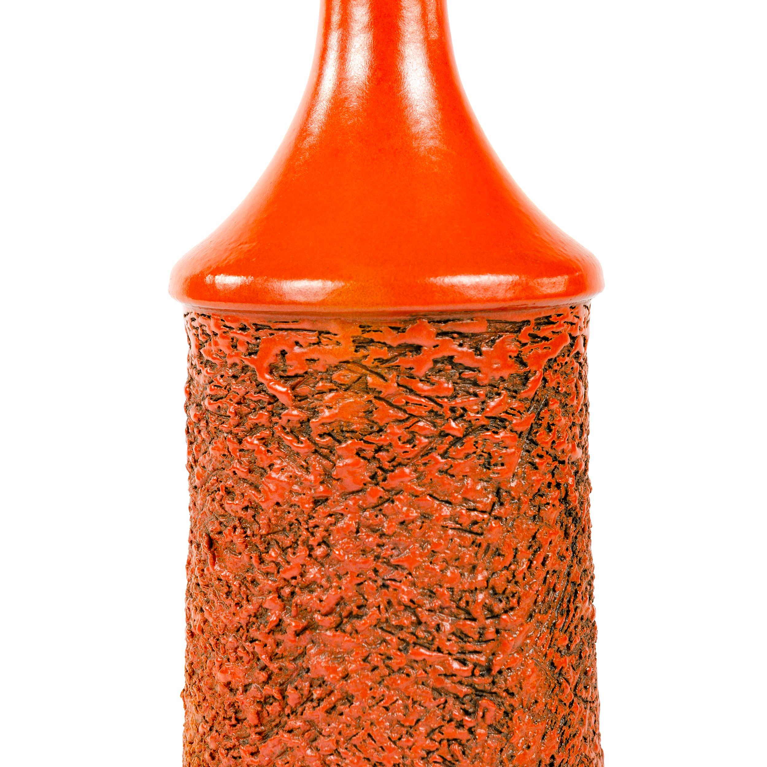 American 1970s Red-Orange Ceramic Table Lamp by Lee Rosen for Design Technics For Sale