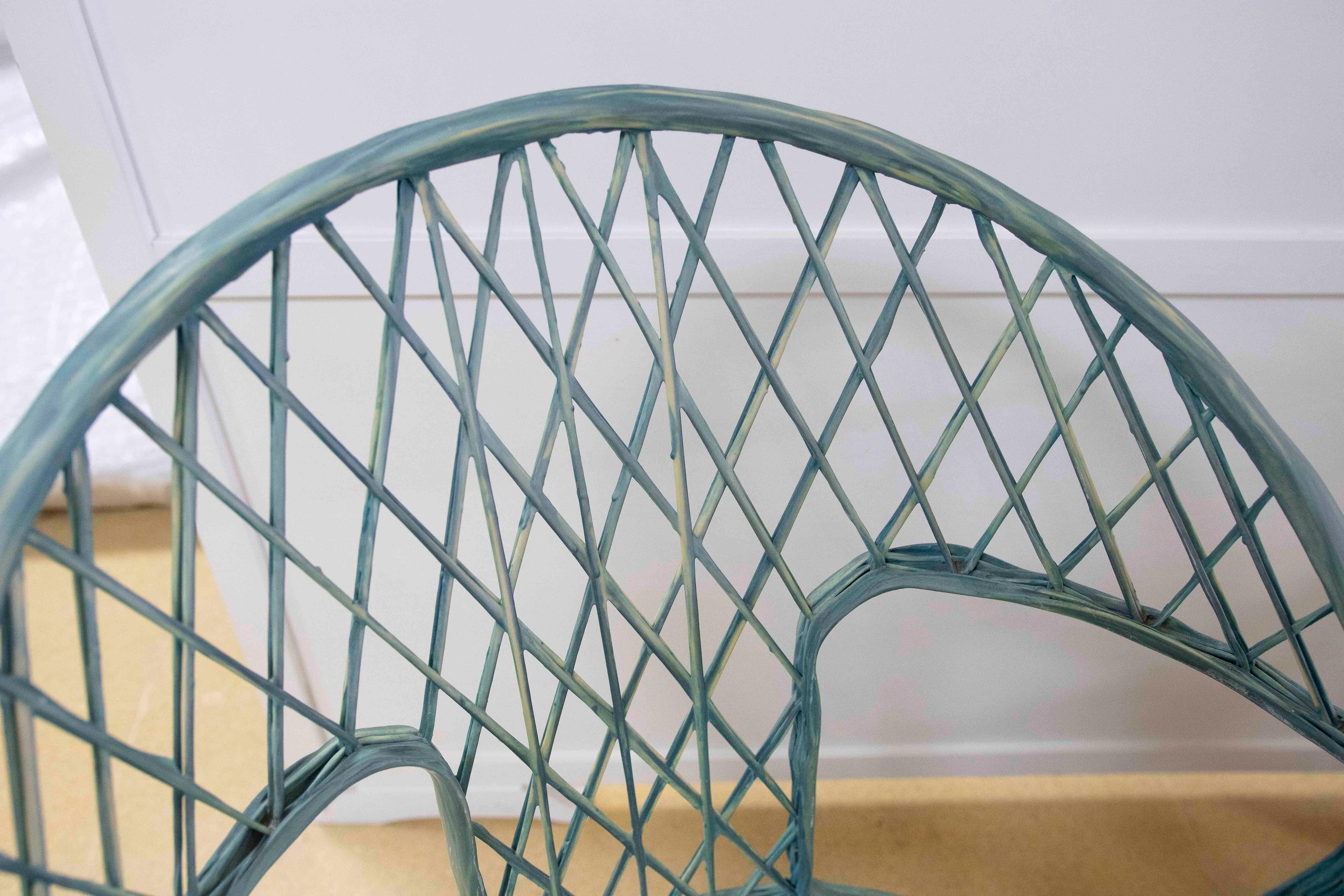 1970s Pair of Resin Chairs in Blue Colour For Sale 5