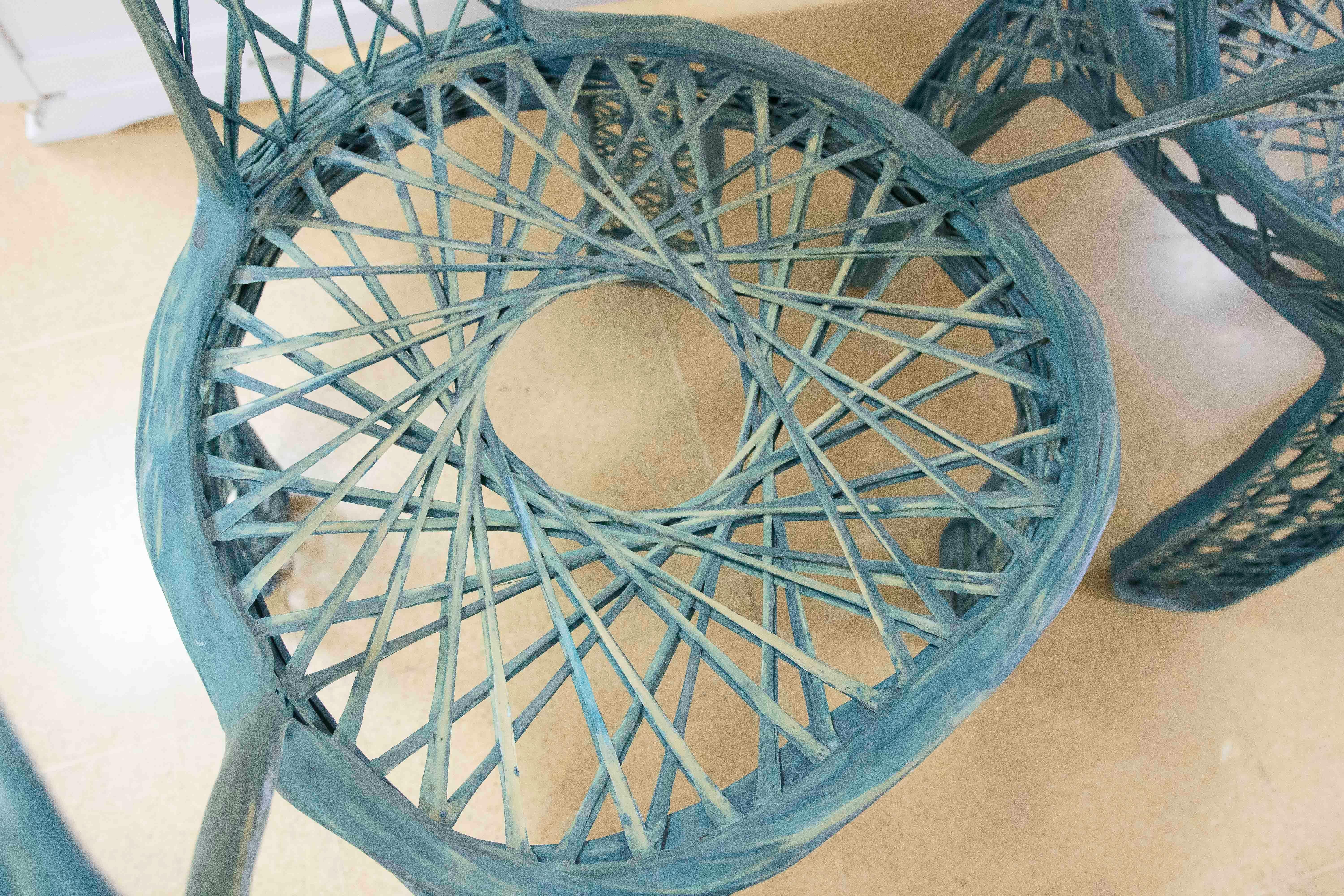1970s Pair of Resin Chairs in Blue Colour For Sale 6