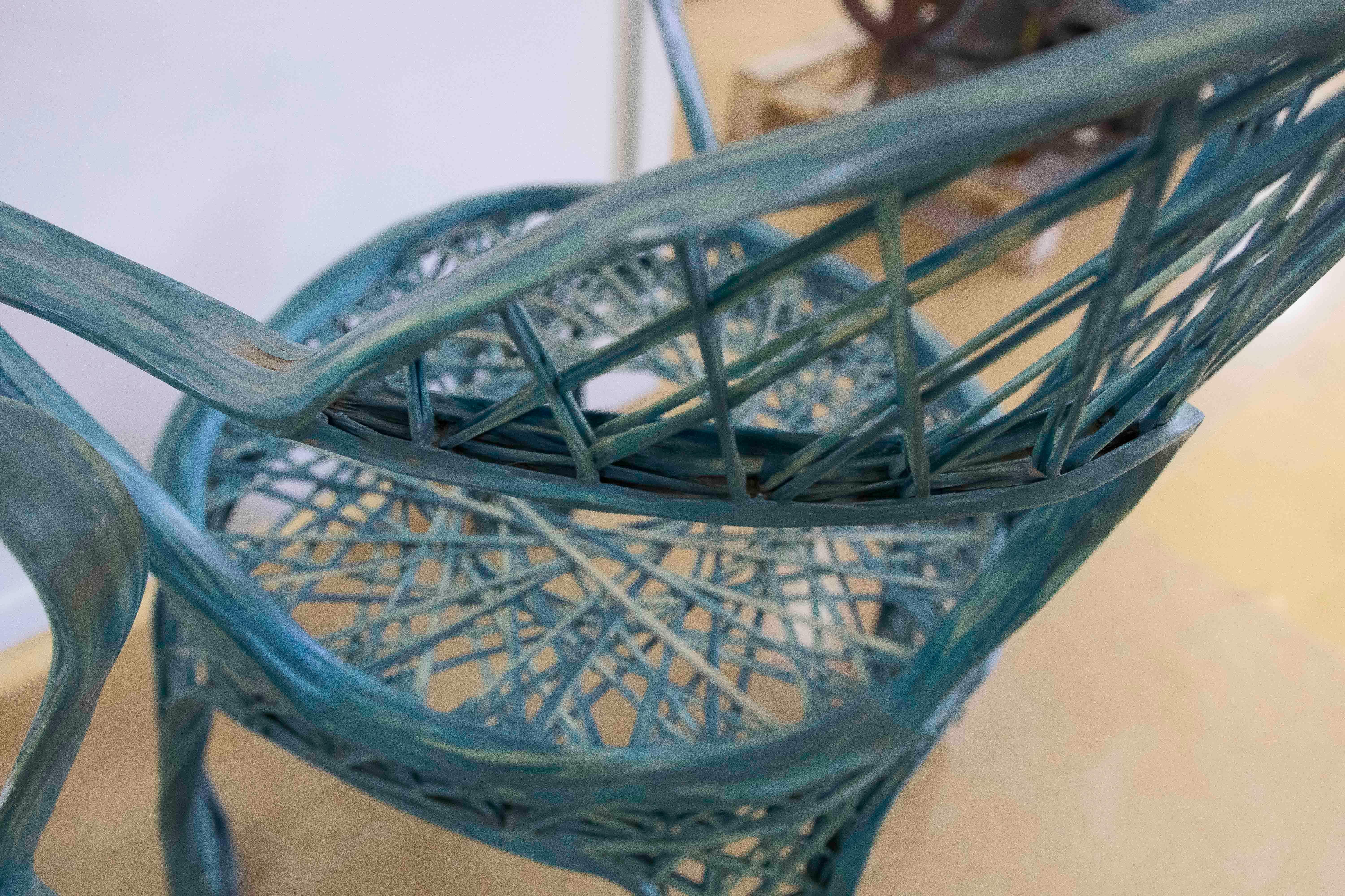 1970s Pair of Resin Chairs in Blue Colour For Sale 7