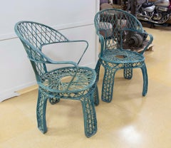1970s Pair of Resin Chairs in Blue Colour