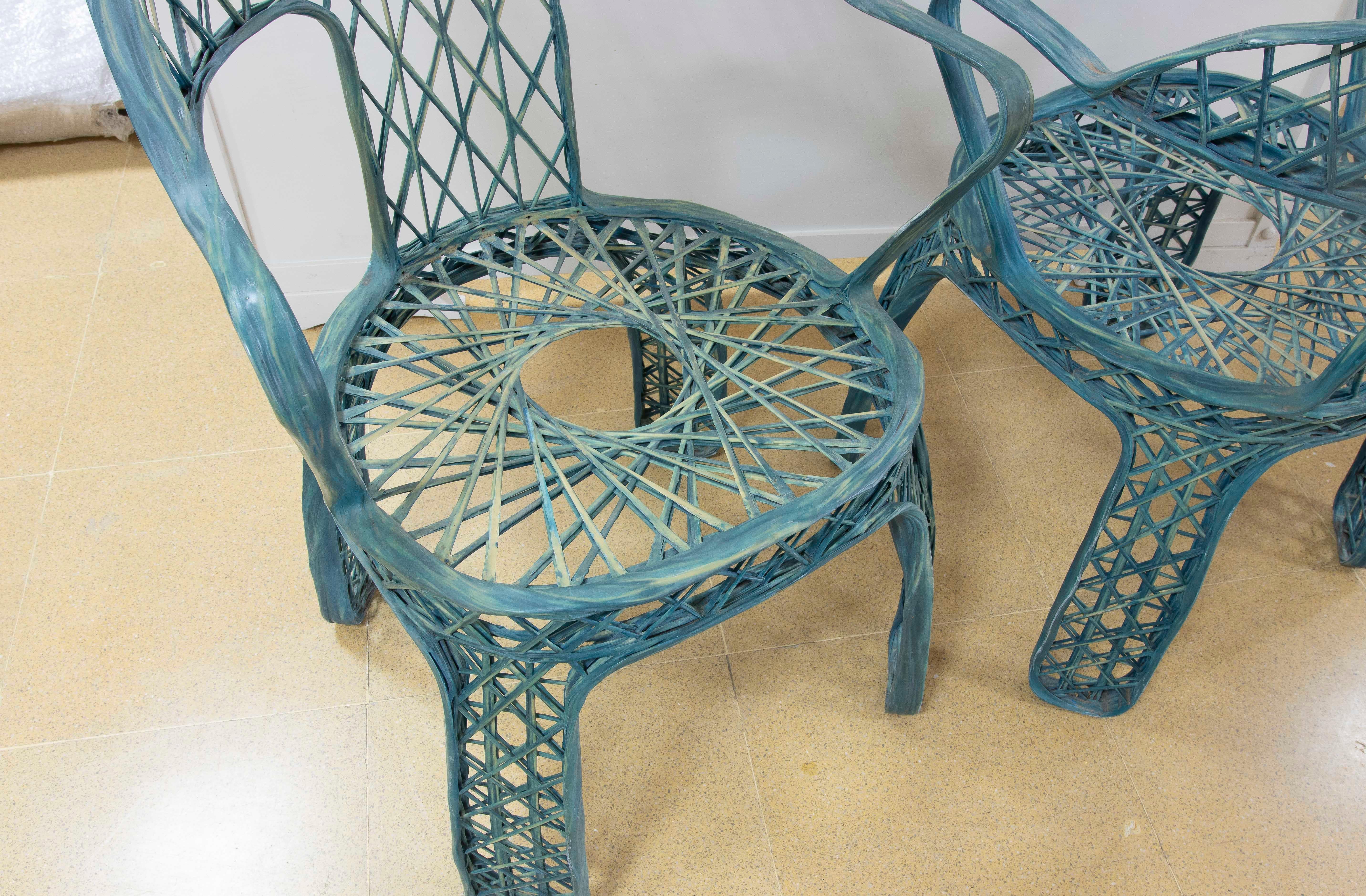 1970s Pair of Resin Chairs in Blue Colour For Sale 3