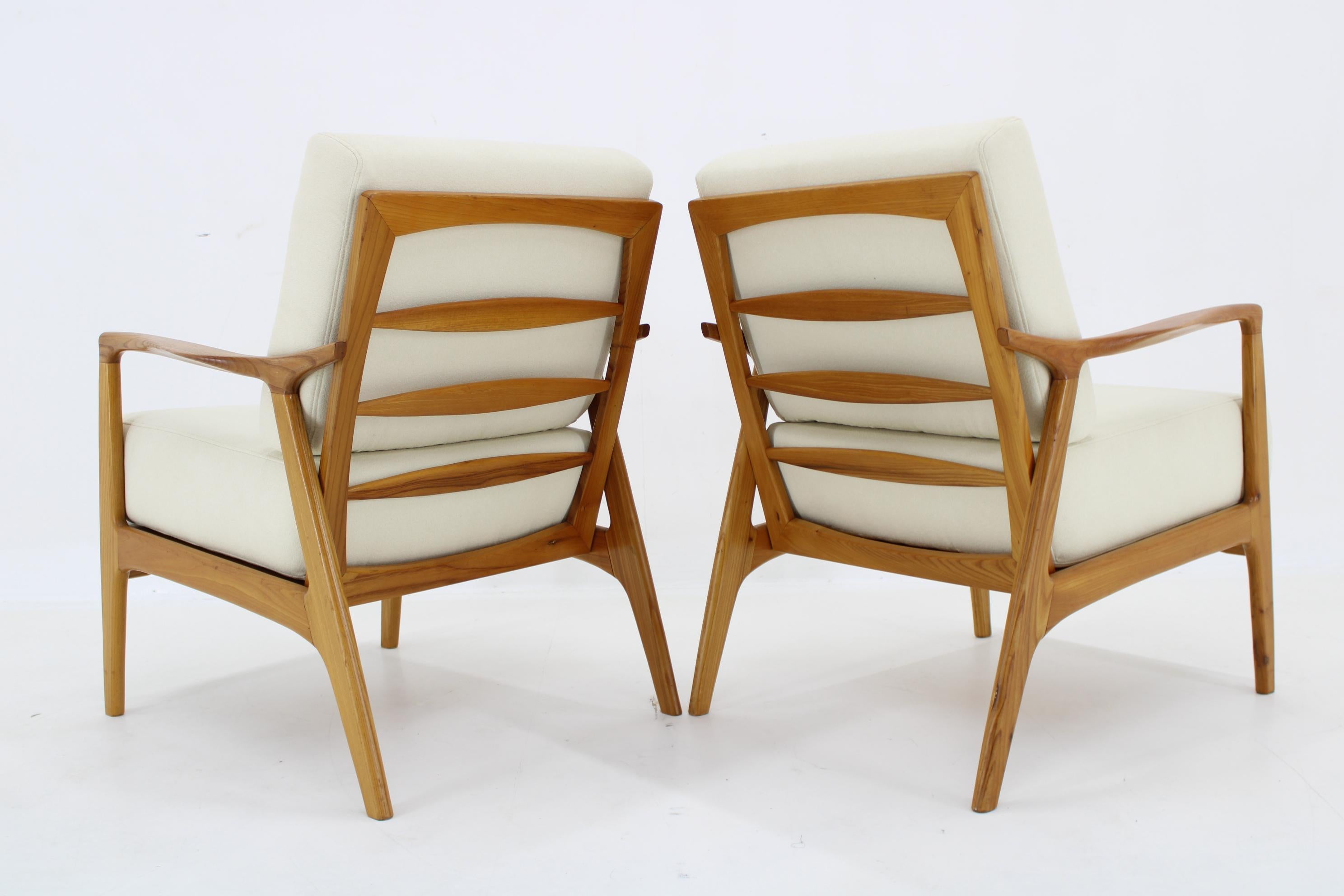 Wood 1970s Pair of Restored Armchairs by Drevotvar, Czechoslovakia 