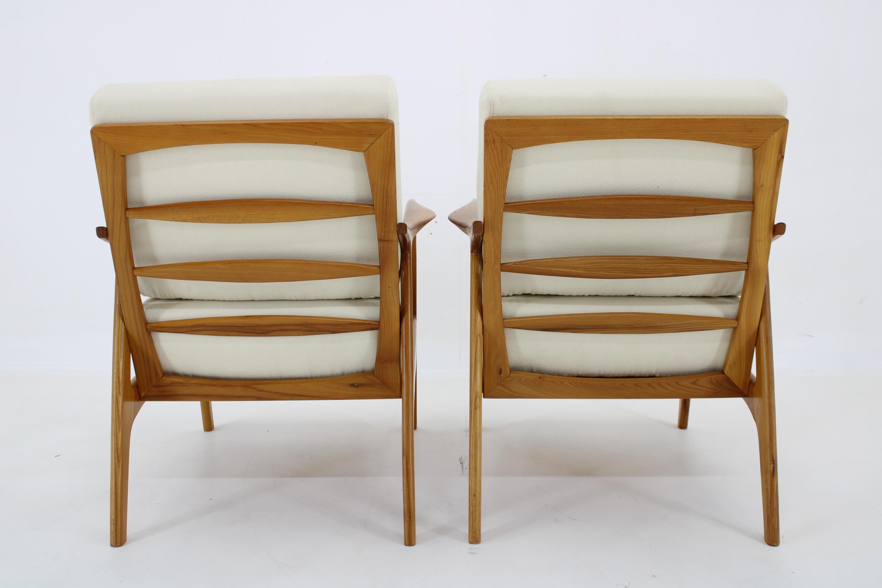 1970s Pair of Restored Armchairs by Drevotvar, Czechoslovakia  1