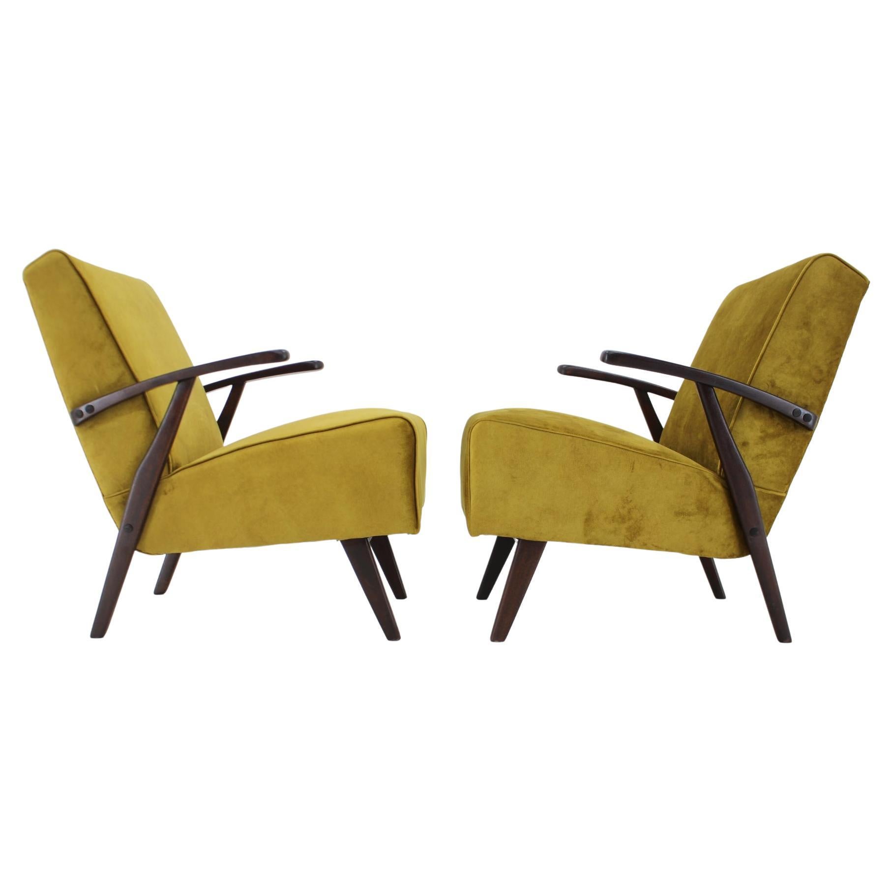 1970s Pair of Restored Armchairs, Czechoslovakia For Sale