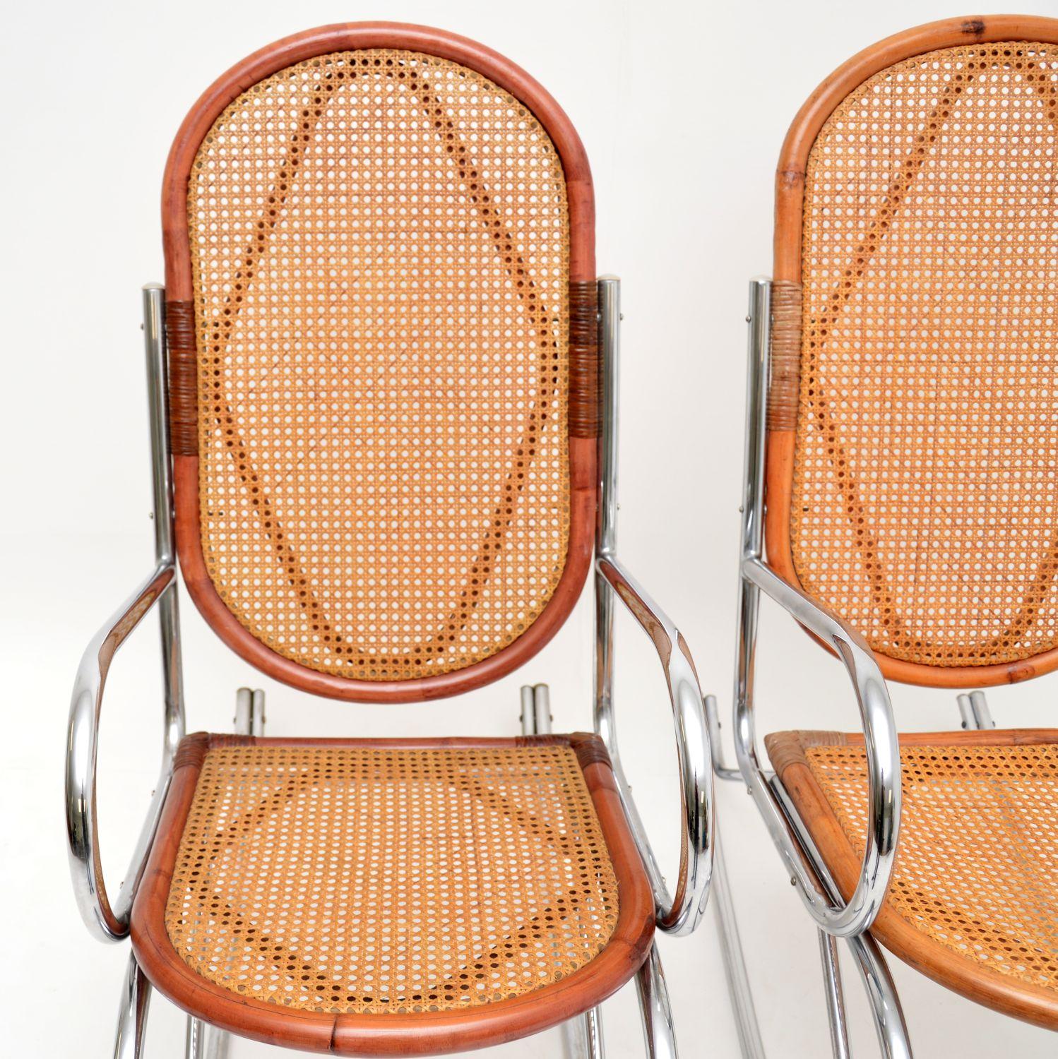 1970s Pair of Retro Chrome and Bamboo Rocking Chairs In Good Condition In London, GB